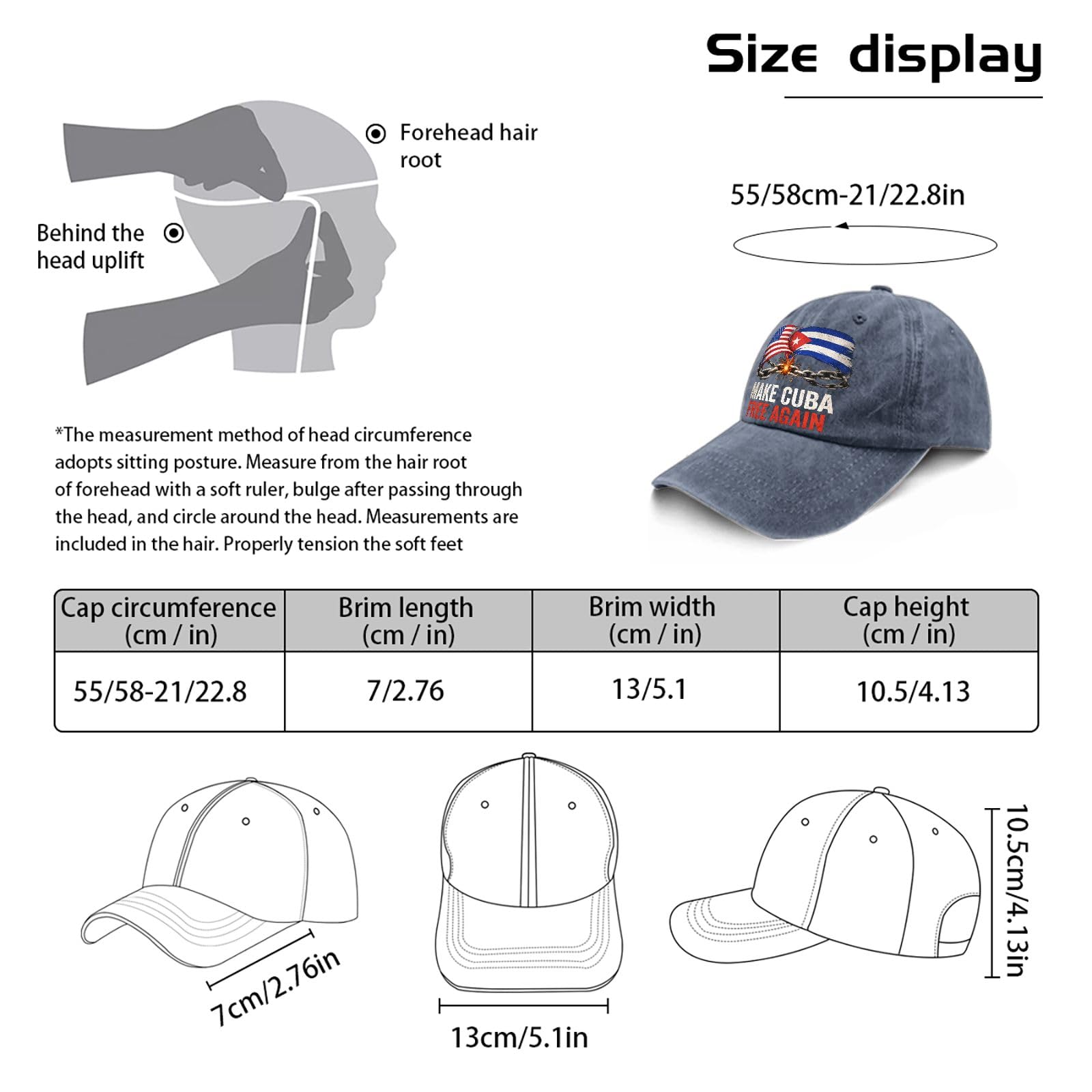 Make Cubas Great Again Hats for Men Trendy Washed Distressed Baseball Caps
