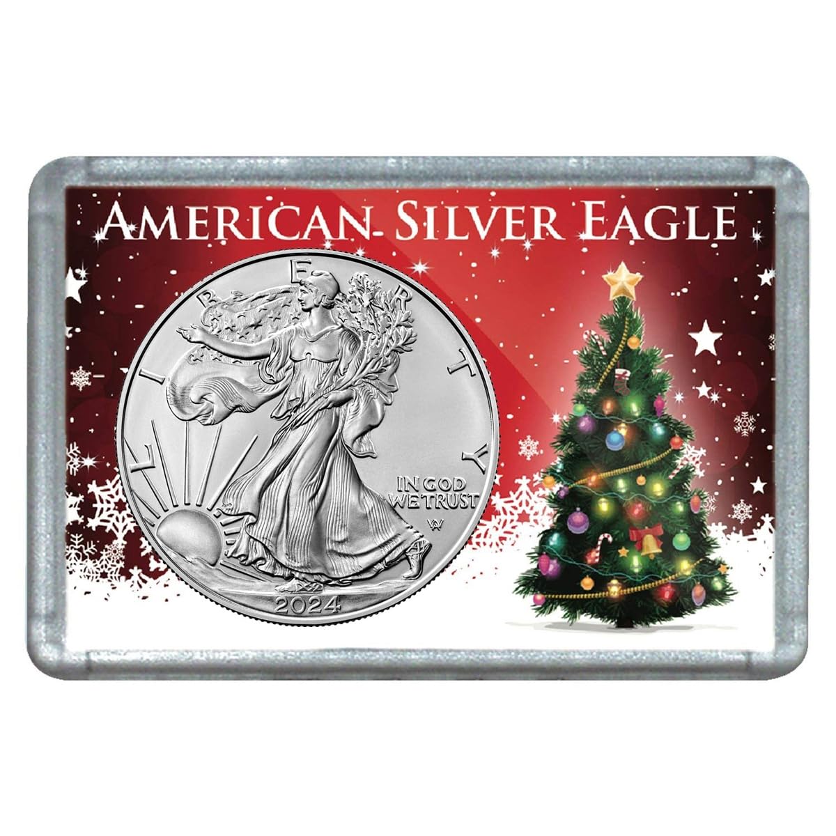2024 - American Silver Eagle in Christmas Holder Dollar US Mint Uncirculated