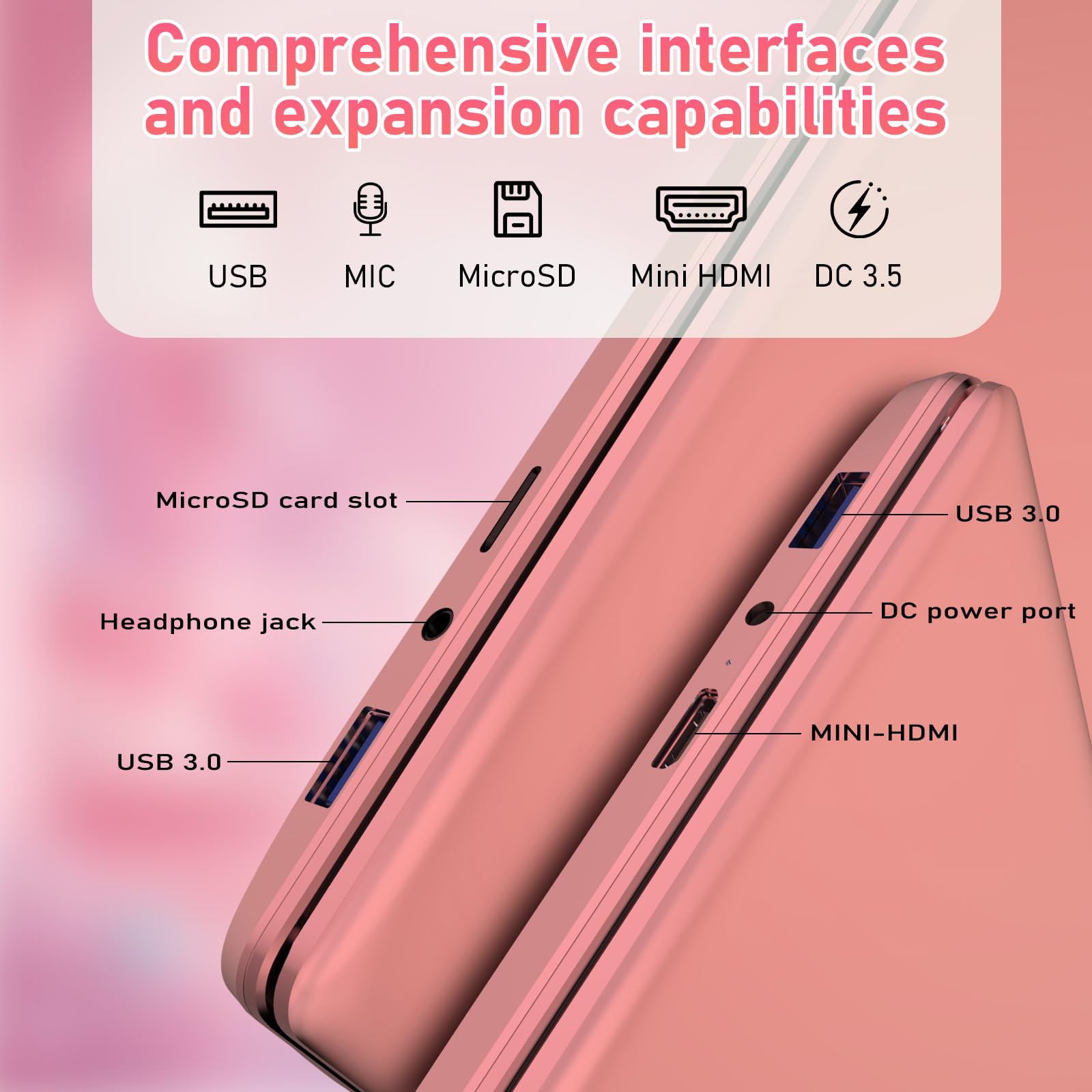 Trygood Student Laptop 15.6 Inch, Lightweight Notebook with 8GB RAM 256GB SSD, FHD IPS Display, Backlit Keyboard & Fingerprint Login, Rose Gold Portable Computer for School & Daily Use