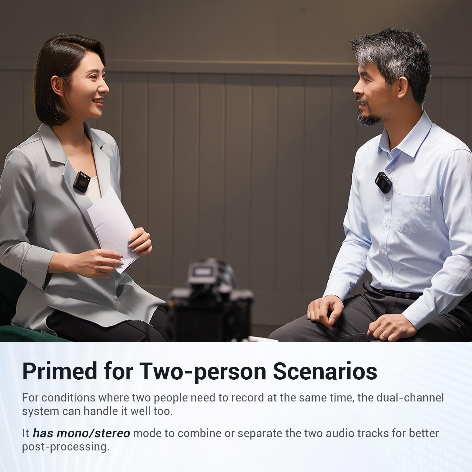 Godox MoveLink II M2 Wireless Lavalier Microphone System(2 TX + 1 RX + Charging Case), 2.4G Wireless Noise Cancelling Mic, 100m(328ft) Range for Camera, Computer, Smartphone TikTok Interview Recording