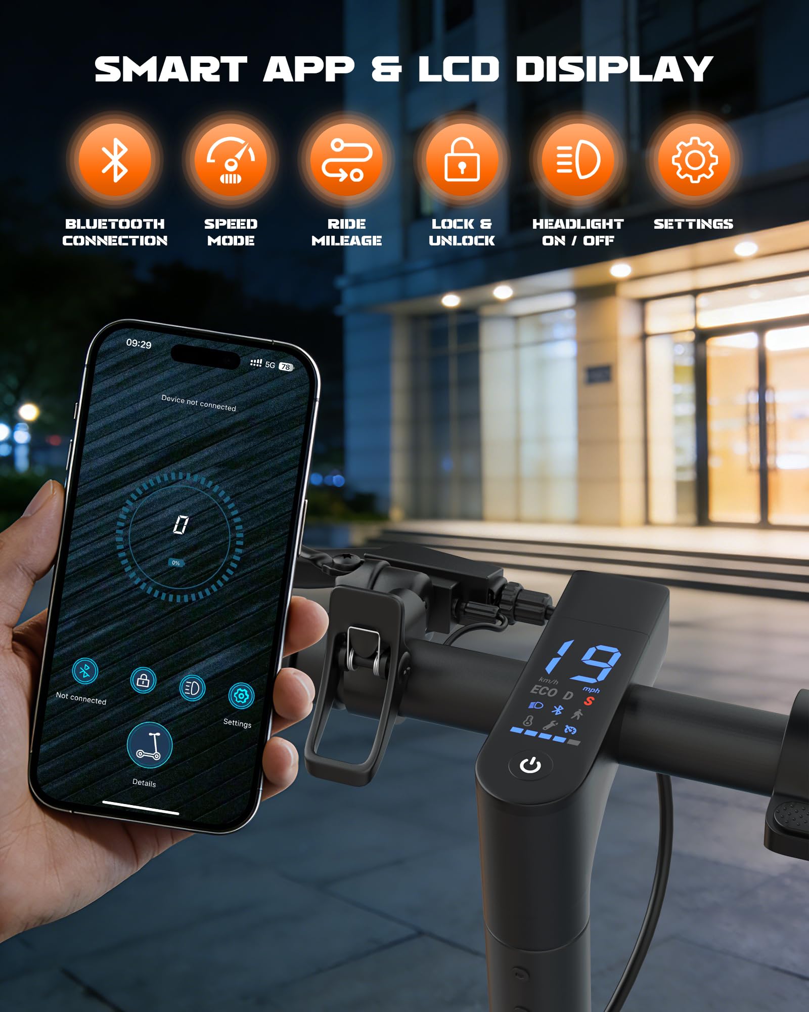 Maxshot Electric Scooter, 350W/500W Powerful Motor, 19-22 MPH Max Speed, 15-28 Miles Range, Foldable escooter with Dual Braking Systems, Smart APP