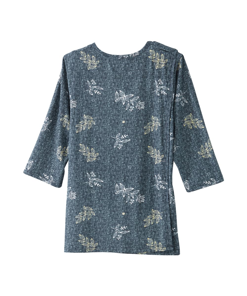 Women’s Open-Back Adaptive Faux Button Top - Leafy Floral 2XL