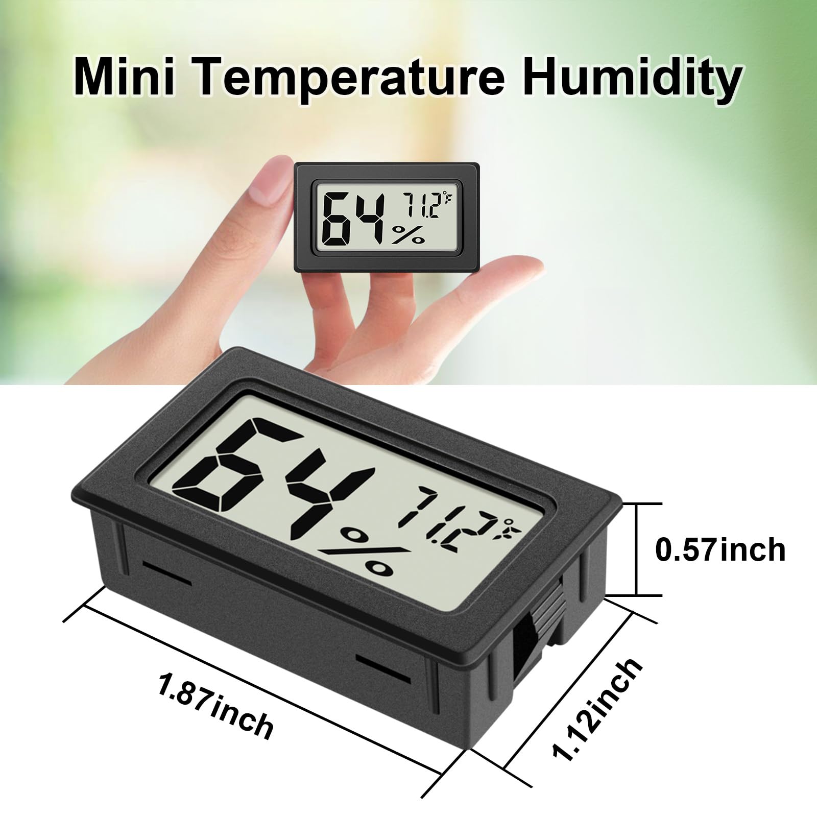 6-Pack Mini Hygrometer Indoor Humidity Meter, Mini Digital Thermometer Humidity Gauge Meter, Indoor Thermometer Hygrometer Monitor Fahrenheit (℉) for Humidors, Reptile Thermostat, Jars Reptile, Fridge
