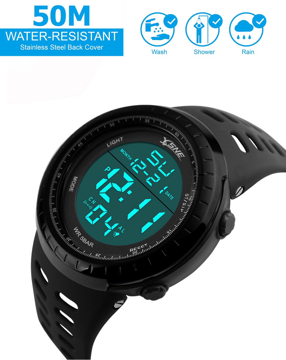 Mens Digital Watch Sports Military Watches Waterproof Outdoor Chronograph Wrist Watches for Men with LED Back Ligh/Alarm/Date Simple Watch 1167