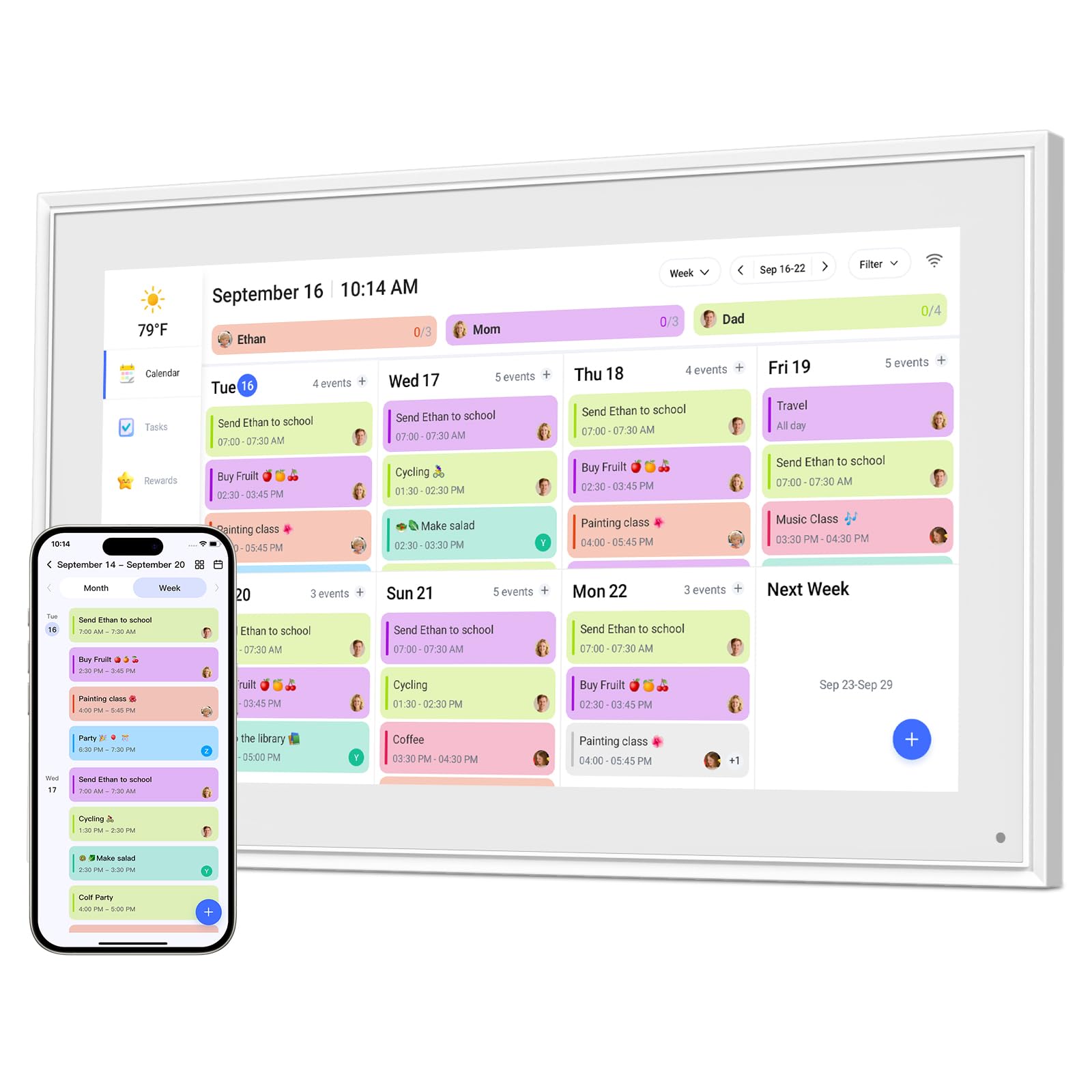 Canupdog 15.6 Inch Digital Calendar, Electronic Planner & Chore Chart with 1920x1080P IPS Touchscreen, Task Rewards System, Interactive Display for Family Schedules Gifts for Women Mom