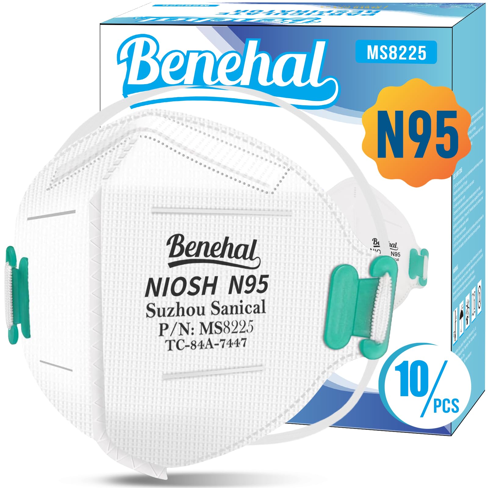 N95 Face Mask,10 Pack NIOSH Certified N95 Disposable Respirator 5-Ply Safety Breathable Face Masks, Filter Efficiency 95%, Adjustable Comfortable Protection,Against PM2.5 Dust for Adult, Men, Women