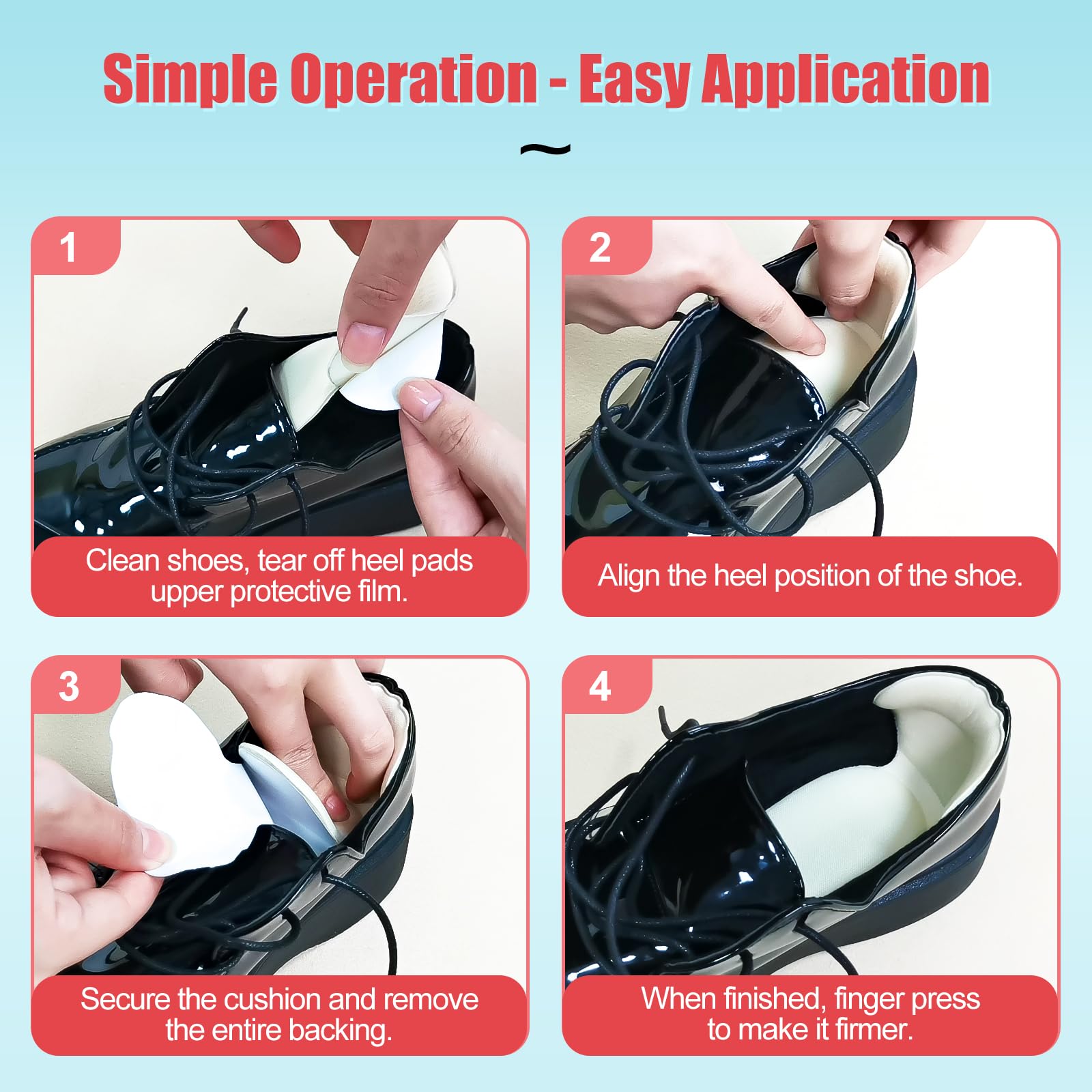 PHIXBEAR Heel Pads for Big & Loose Shoes, Pain Relief, Stop Slip and Blister, Large Grips Cushion Inserts to Make Men & Women Shoes Smaller Tighter (4 Pairs) 2 Apricot 2 Black