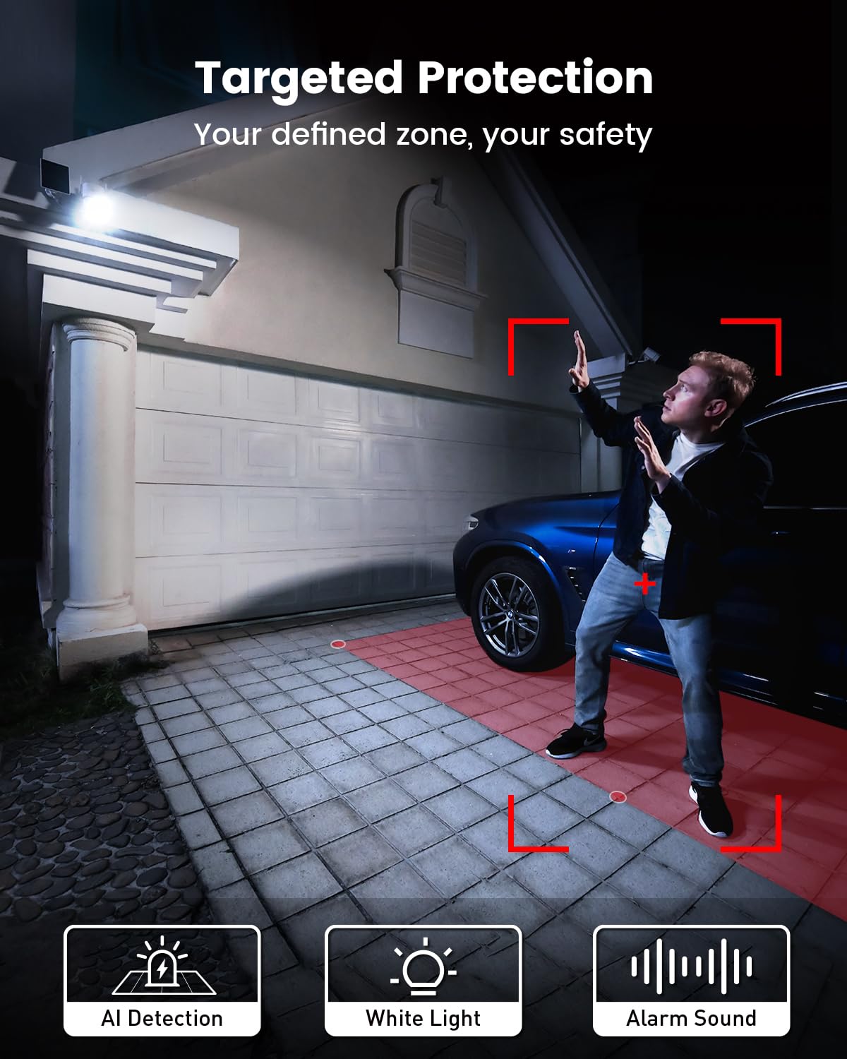 AOSU Security Cameras Wireless Outdoor - 3K/5MP Solar Powered 400-Lumen Spotlight Camera, 360° Pan/Tilt Surveillance, Night Vision, 2.4G WiFi Camera, Auto Tracking, AI Human/Vehicle/Pet Detection