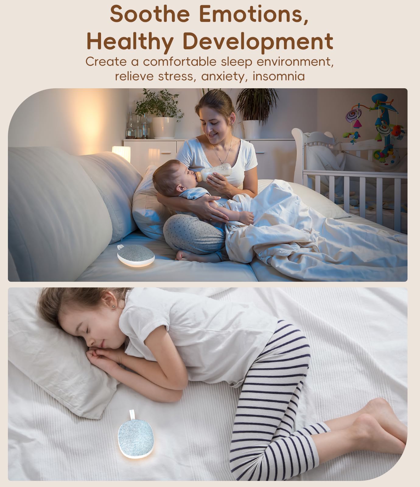Enhanlife Portable White Noise Sound Machine: Baby Sleep Soother, Bluetooth Speaker, Rechargeable Battery, 4-Speed Timer, 6 Soothing Sounds Adult Therapy Aid for Trave (Purple, Portable)