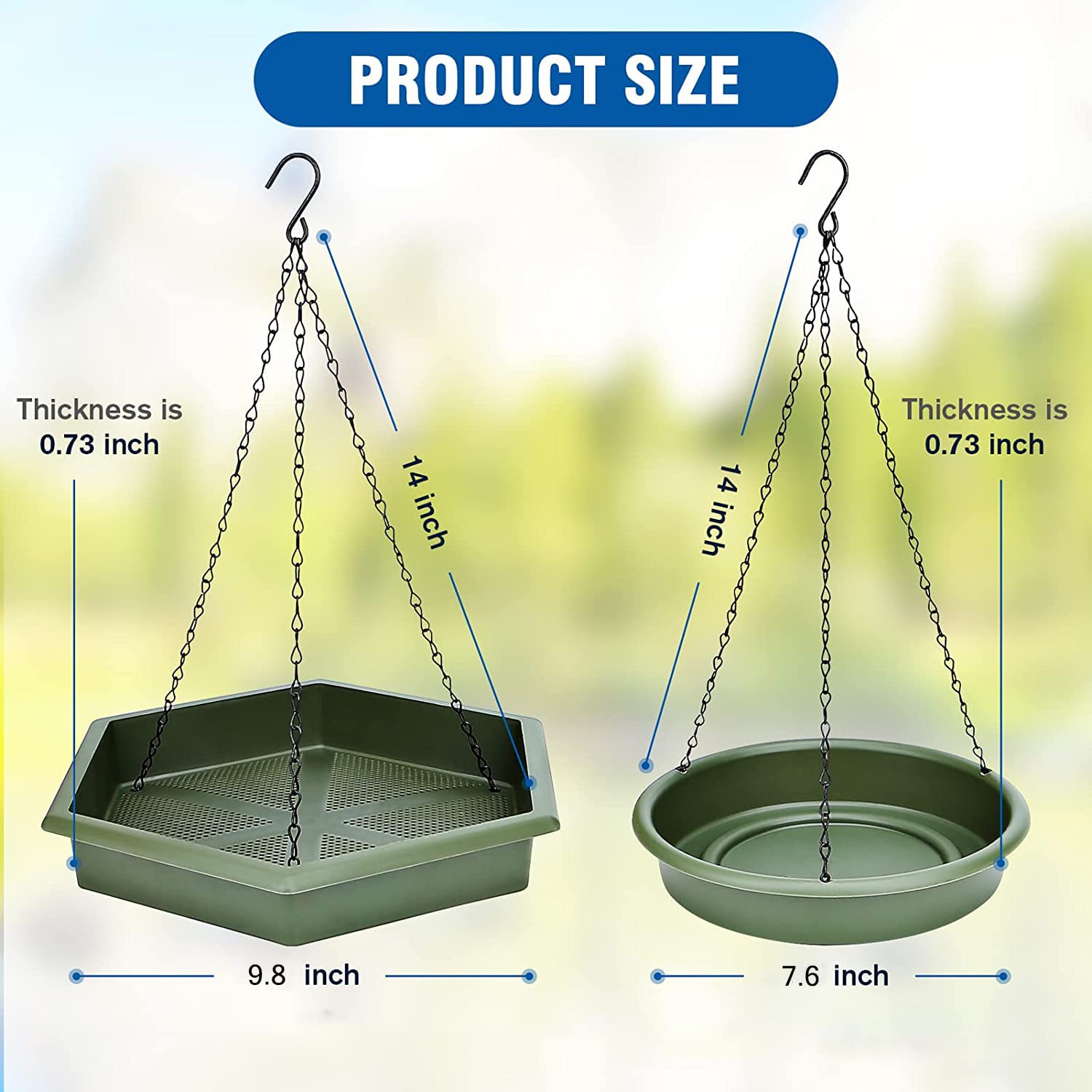 Hanging Bird Bath,2 in 1 XL Hanging Bird Feeder & Birds Bath for Outside, Birds Water Feeder,Tray for Outdoors Garden Patio Decoration