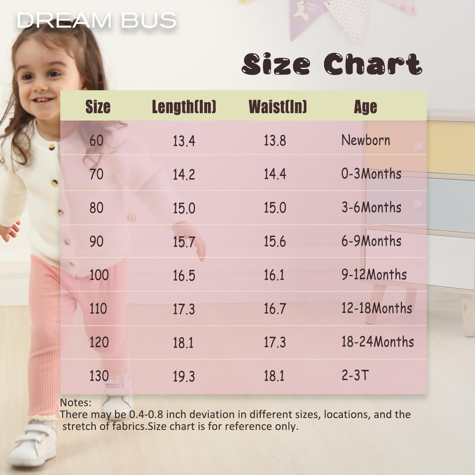 DREAM BUS 5 Pack Baby Girl Pants Toddler Girl Solid Ribbed Pants with Lace Trim Newborn Cotton Leggings Infant Jogger Pants