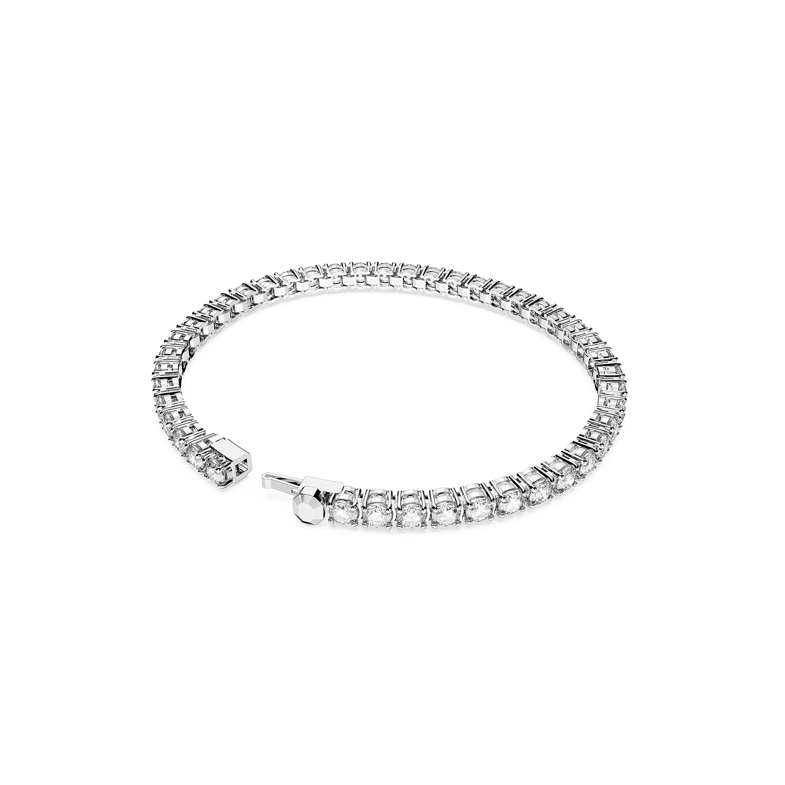 Swarovski Matrix Tennis Bracelet, Round Clear Stones on Rhodium Finished Band, Size M, Part of the Matrix Tennis Collection