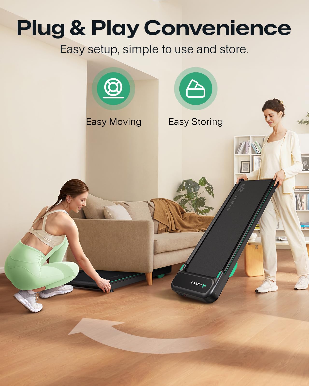 UREVO 2025 Upgrade Smart Walking Pad with MIIT Modes, Walking Pad Treadmill with APP, Treadmills for Home 2.5 HP Motorized, Plug and Play Jog Machine with HiveTech Cushioning, Remoter and LED Display