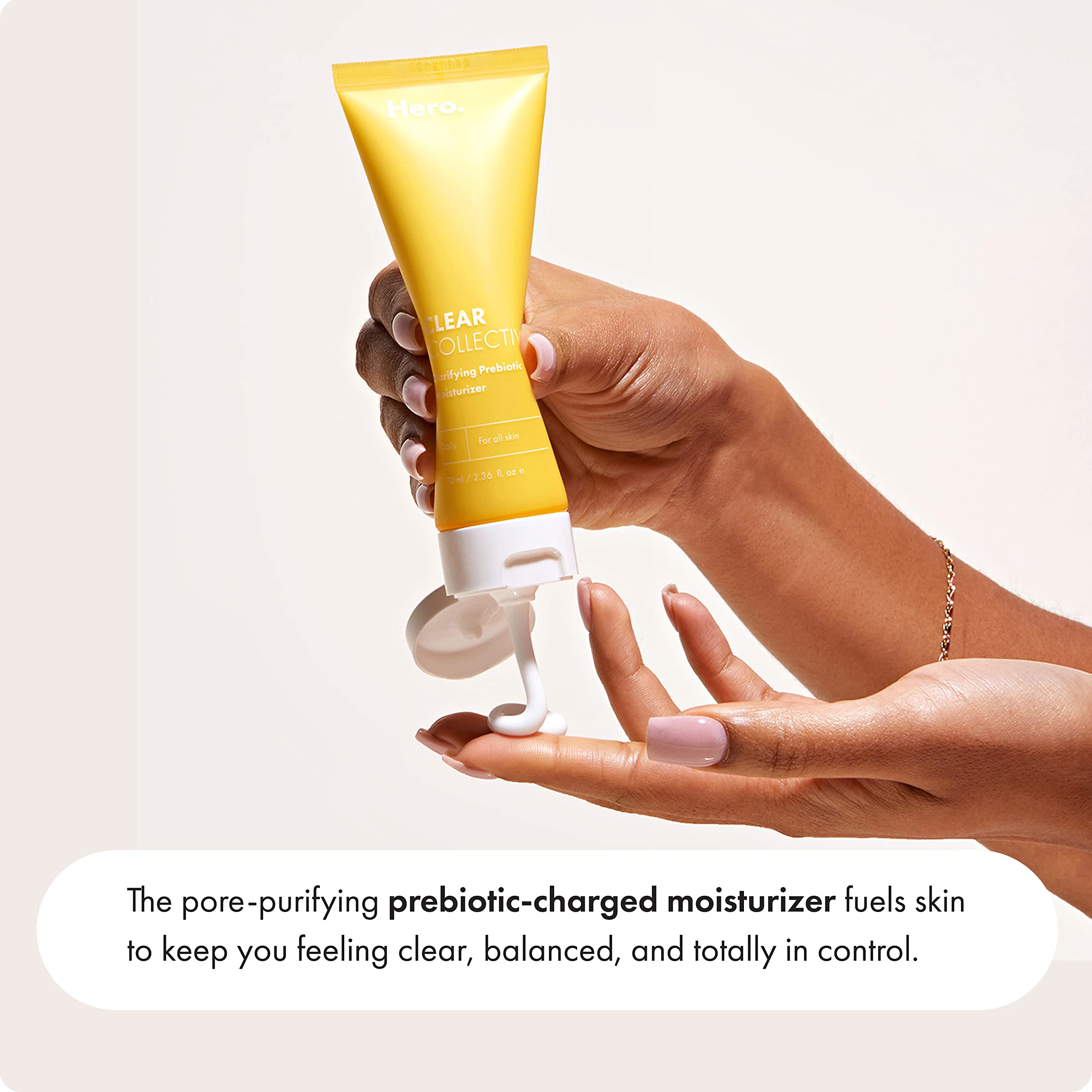 Clear Collective Clarifying Prebiotic Moisturizer from Hero Cosmetics - Hydrating Daily Face Moisturizer to Purify, Smooth and Soften Skin (2.36 fl oz)