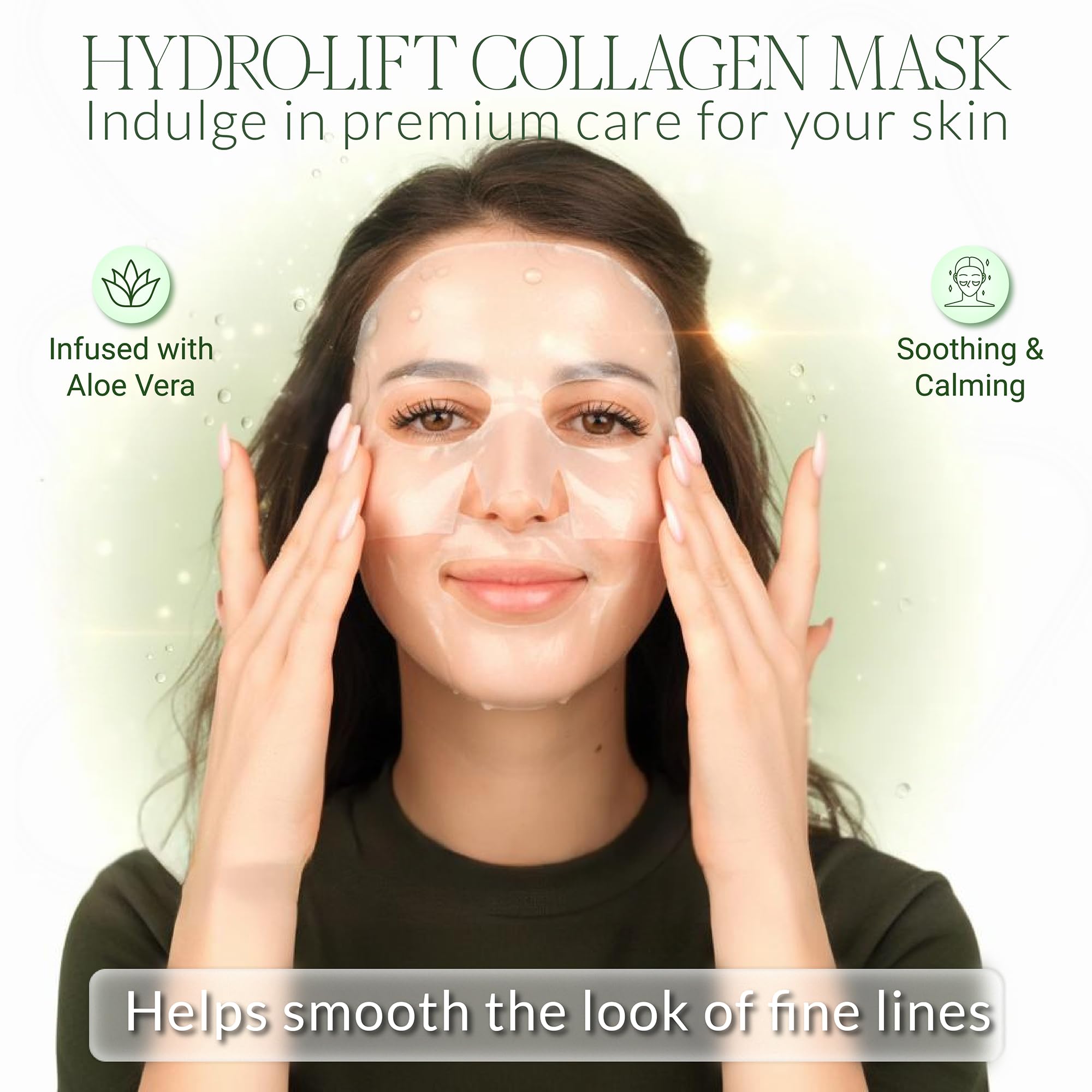 ESTHEBIEN Hydrogel Collagen Face Mask – Deep Hydration Sheet Mask with Aloe Vera, Firming & Anti-Wrinkle Korean Skincare, Spa-Grade Hydrogel Mask for Dry Skin, 4 Pack