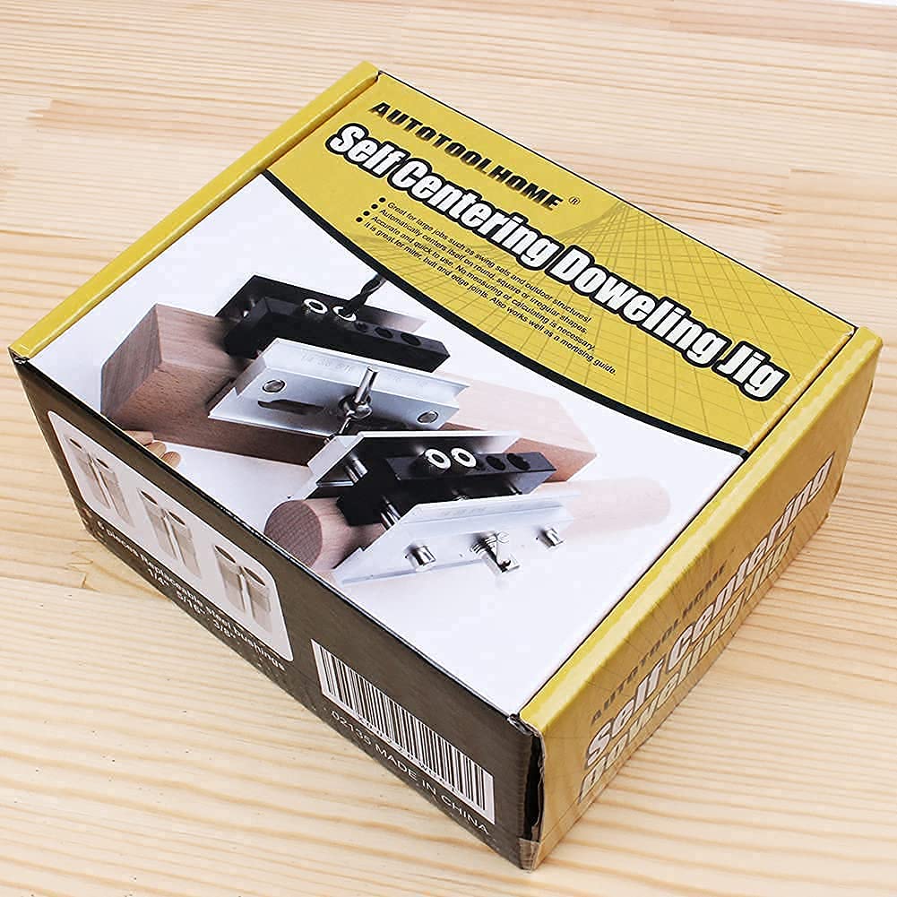 AUTOTOOLHOME Self Centering Doweling Jig Dowel Jig Kit Drill Jig for Straight Holes Wood Biscuit Joiner Tool 6 Drill Guide Bushings Set Woodworking Power Tool Accessory Jigs