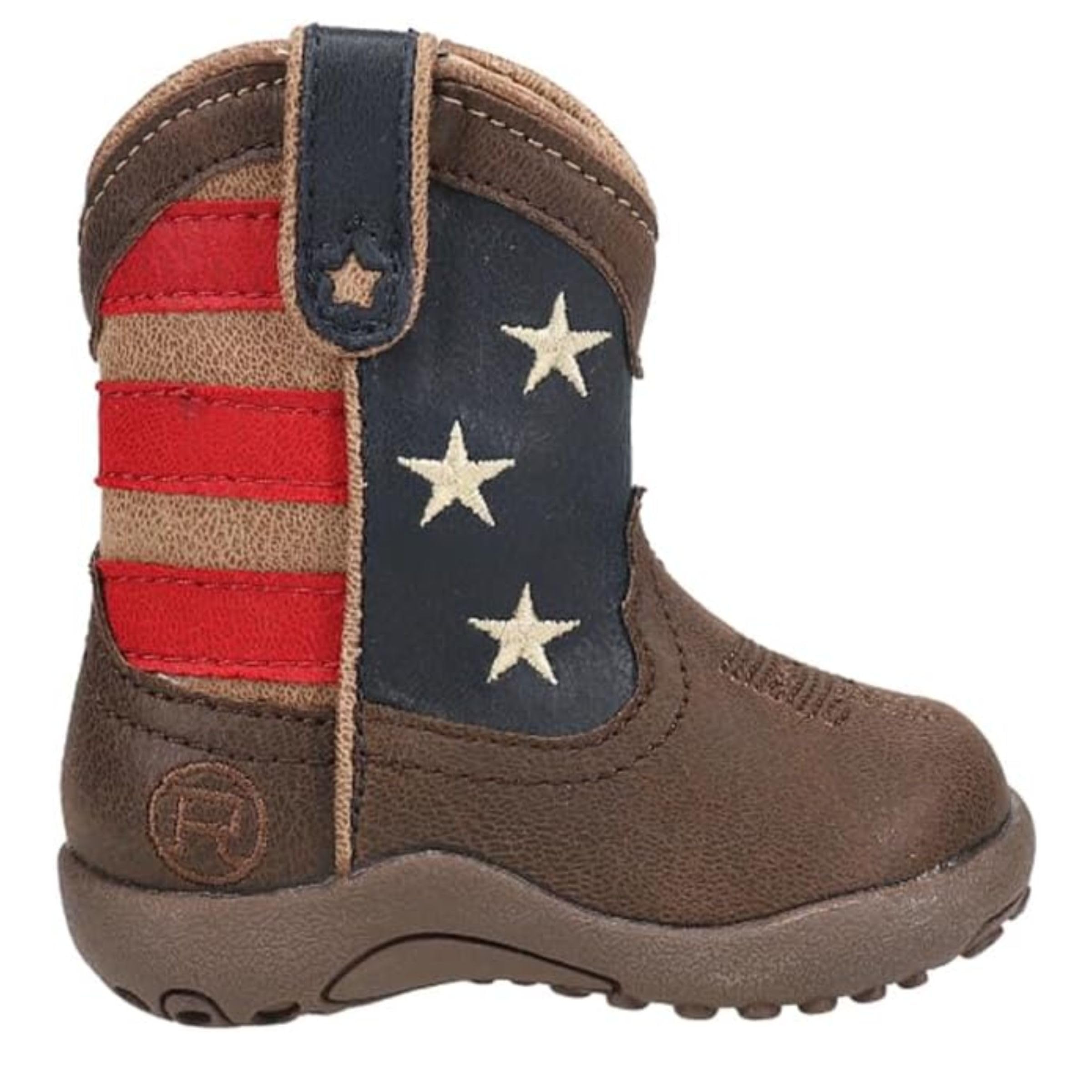 ROPER Kids Boys American Patriotic Square Toe Casual Boots Mid Calf - Brown - Size 2 M