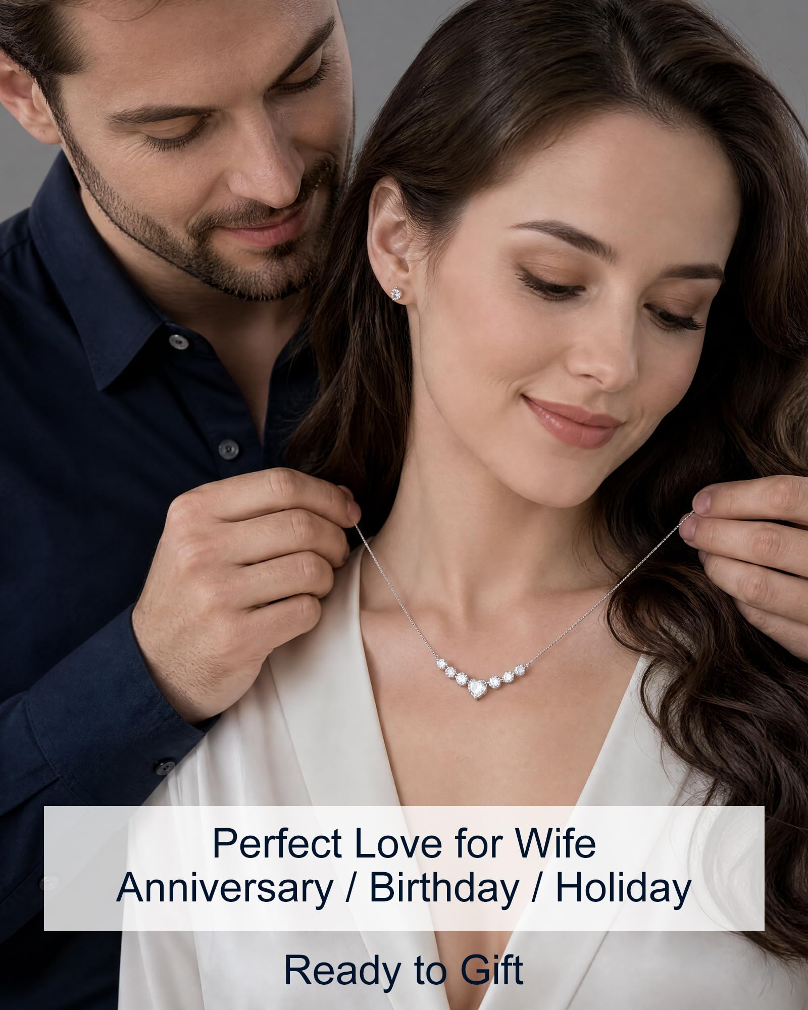 N9NEMUSES Moissanite Necklace for Women, 4.4 Moissanite Heart Necklace Engraved 'I LOVE YOU' Gift for Wife Birthday Wedding Anniversary Women Jewelry for Her Wife Girlfriend Mom Daughter