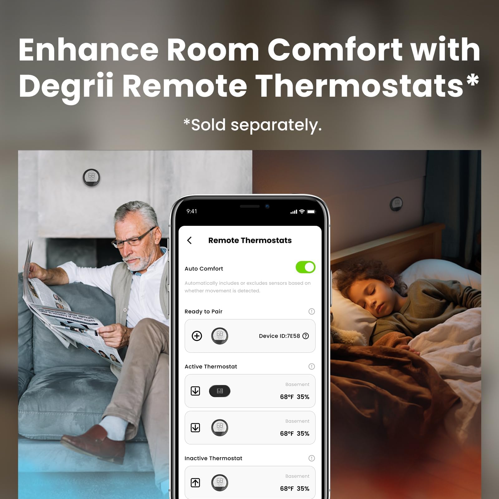 Degrii Smart Thermostat - Smart Thermostats for Home with App Control, Multi-Schedule Programming, Geofencing, Easy DIY Setup, Programmable Wi-Fi Thermostat, Black