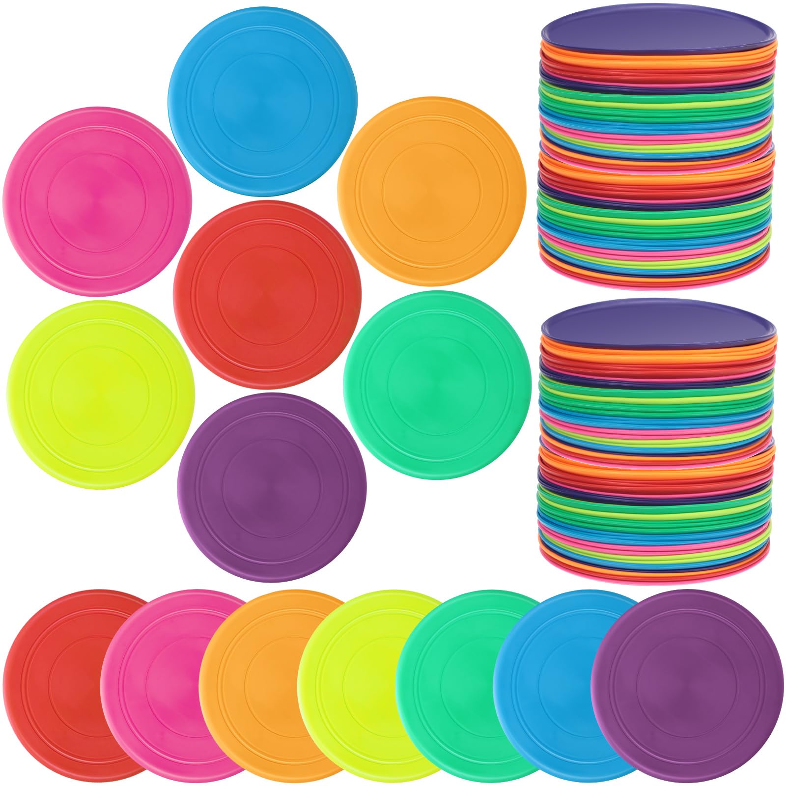 Vinsot 42 Pcs Flying Discs Bulk Flying Discs for Kids Soft Rubber Flyer Disk Outdoor for Children Adults Dogs for Sports Party Favors, 7 Colors