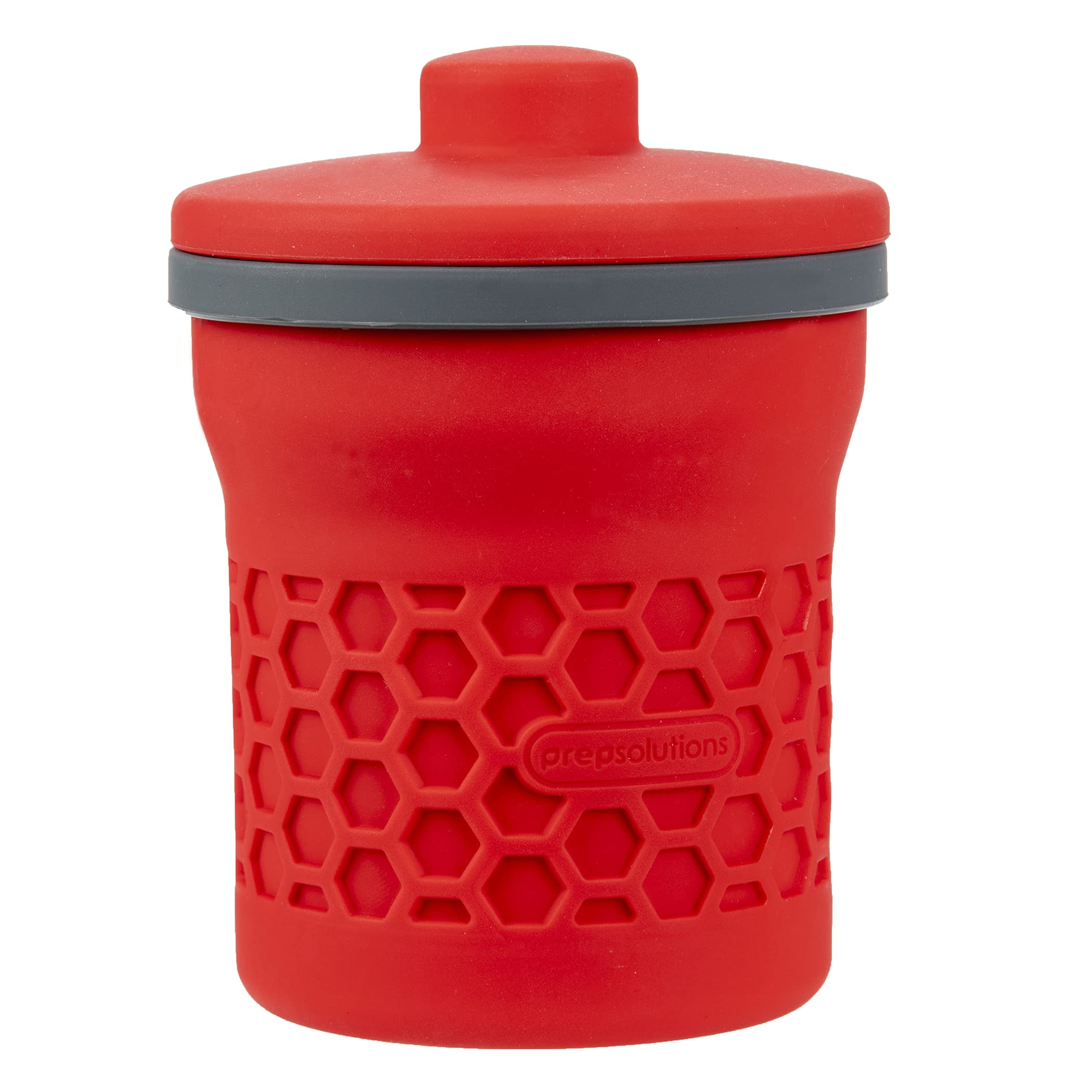 Prep Solutions Heat-Resistant Silicone Grease Strainer & Keeper - 2 Cup Capacity, Red