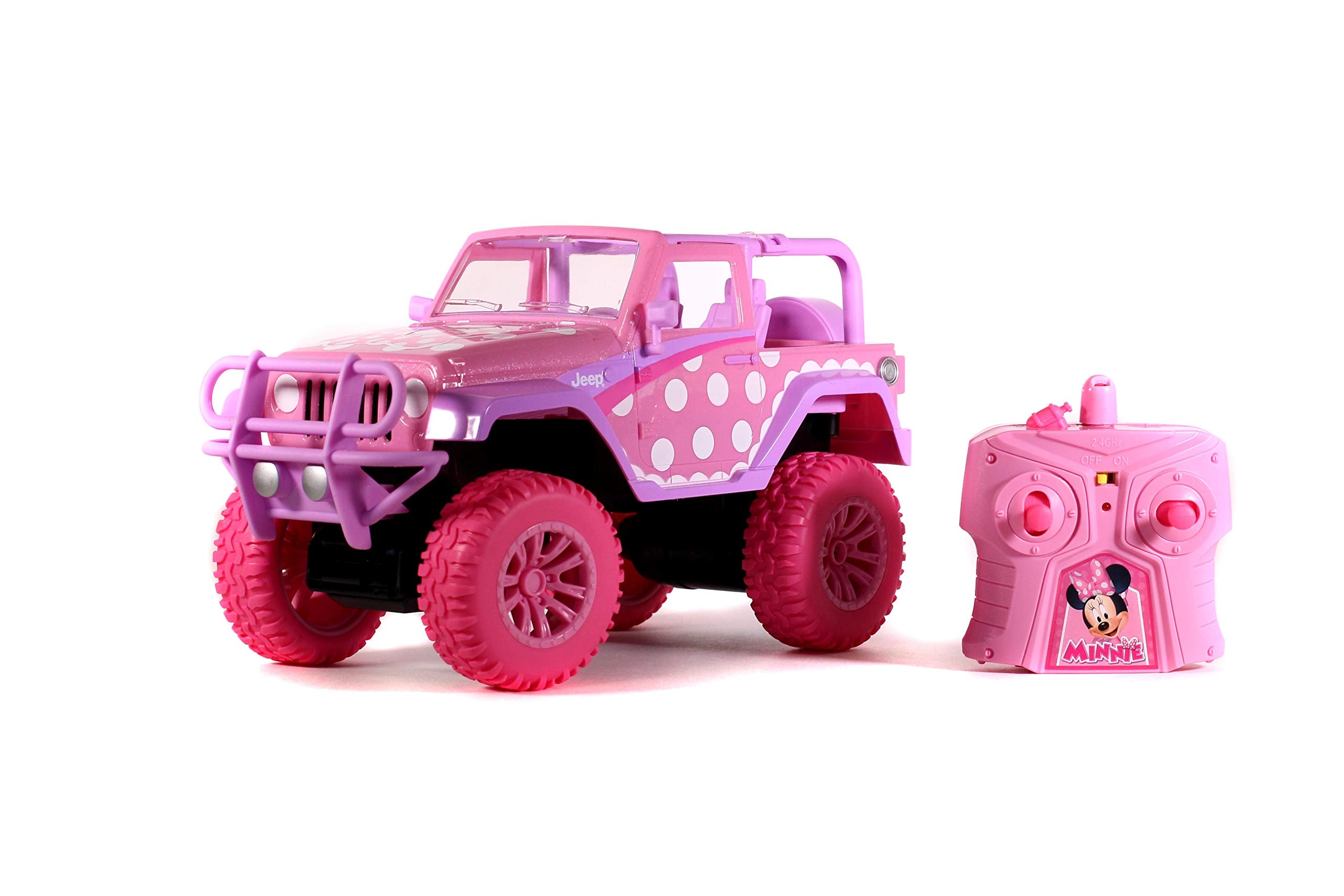 Jada Toys Disney Junior 1:16 Minnie Mouse Jeep Wrangler Remote Control Car, 2.4 GHz Pink Plastic Unisex Toy Vehicle