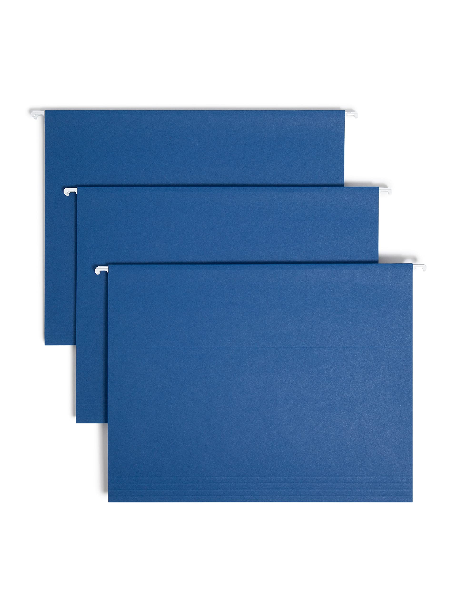 Smead Colored Hanging File Folder with Tab, 1/5-Cut Adjustable Tab, Letter Size, Navy, 25 per Box (64057)