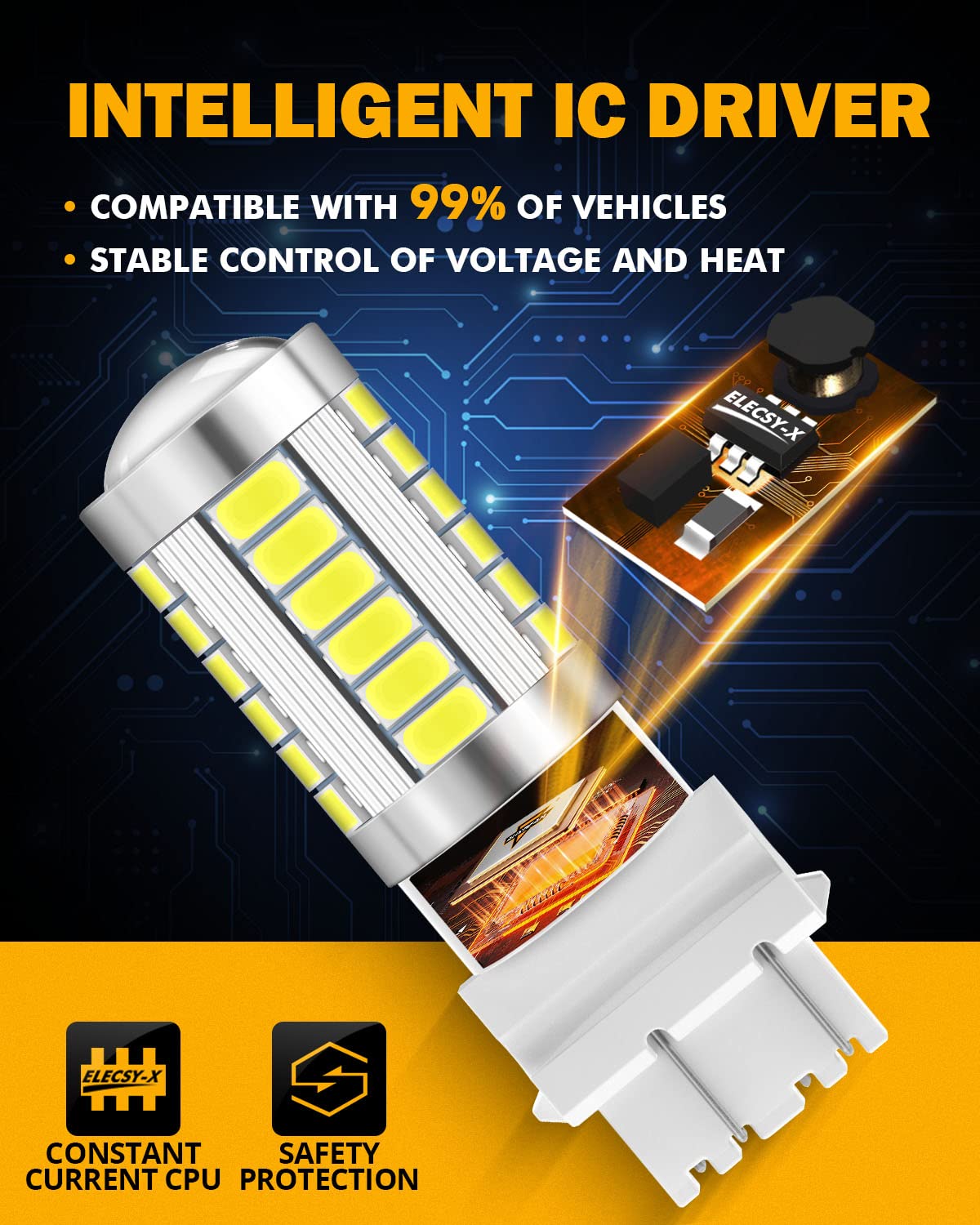 Auxbeam T25 3156 3157 LED Bulbs, 6500K White, Super Bright 4114 3057 4157 3457 4057 LED Backup Reverse Lights for Cars Trucks Motorcycles, 3030-SMD 12V, Pack of 2