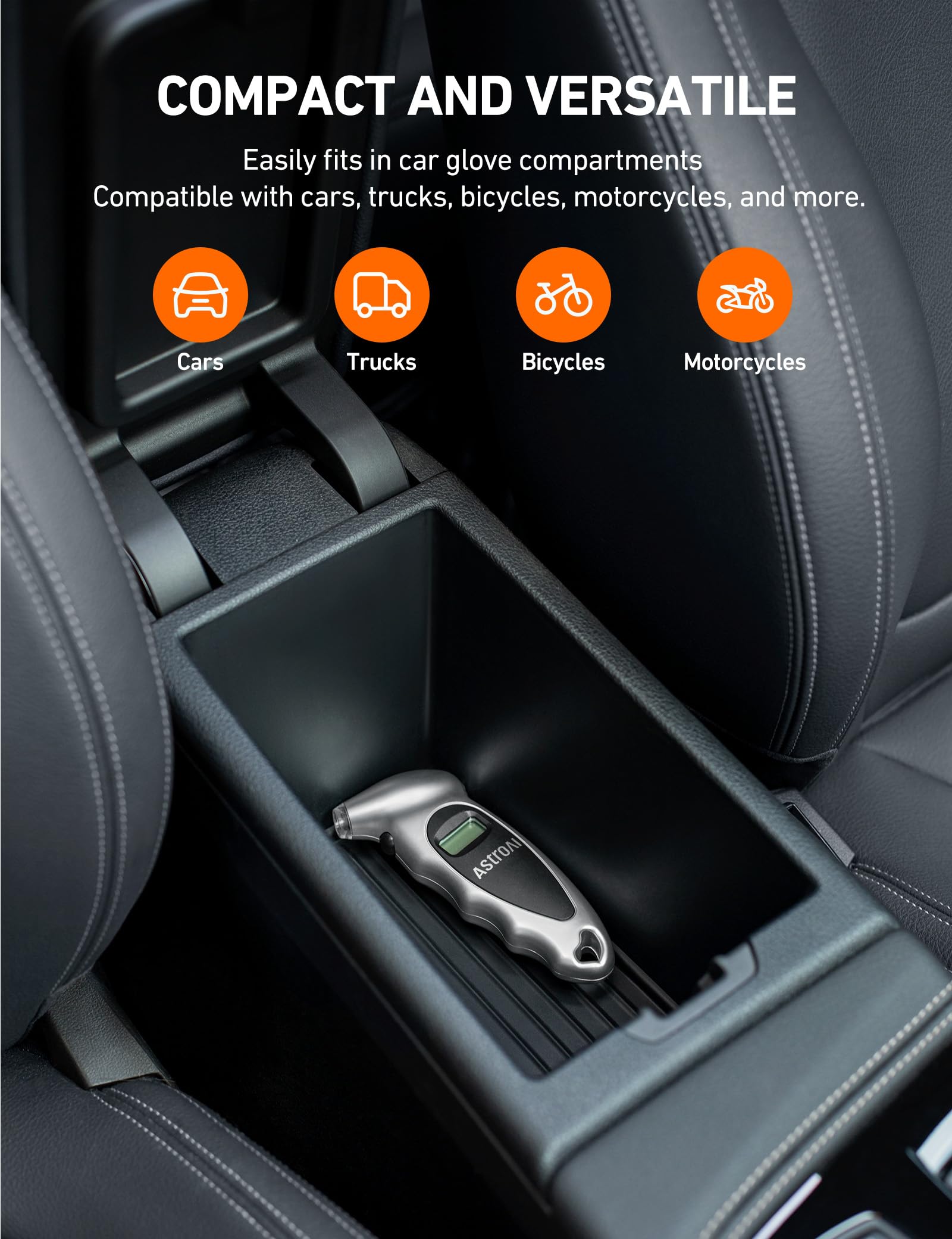 AstroAI Tire Pressure Gauge Digital 0-150PSI (Accurate in 0.1 Increments), 4 Units Stocking Stuffers for Car Truck Bicycle with Backlight LCD and Presta Valve Adaptor, Sliver