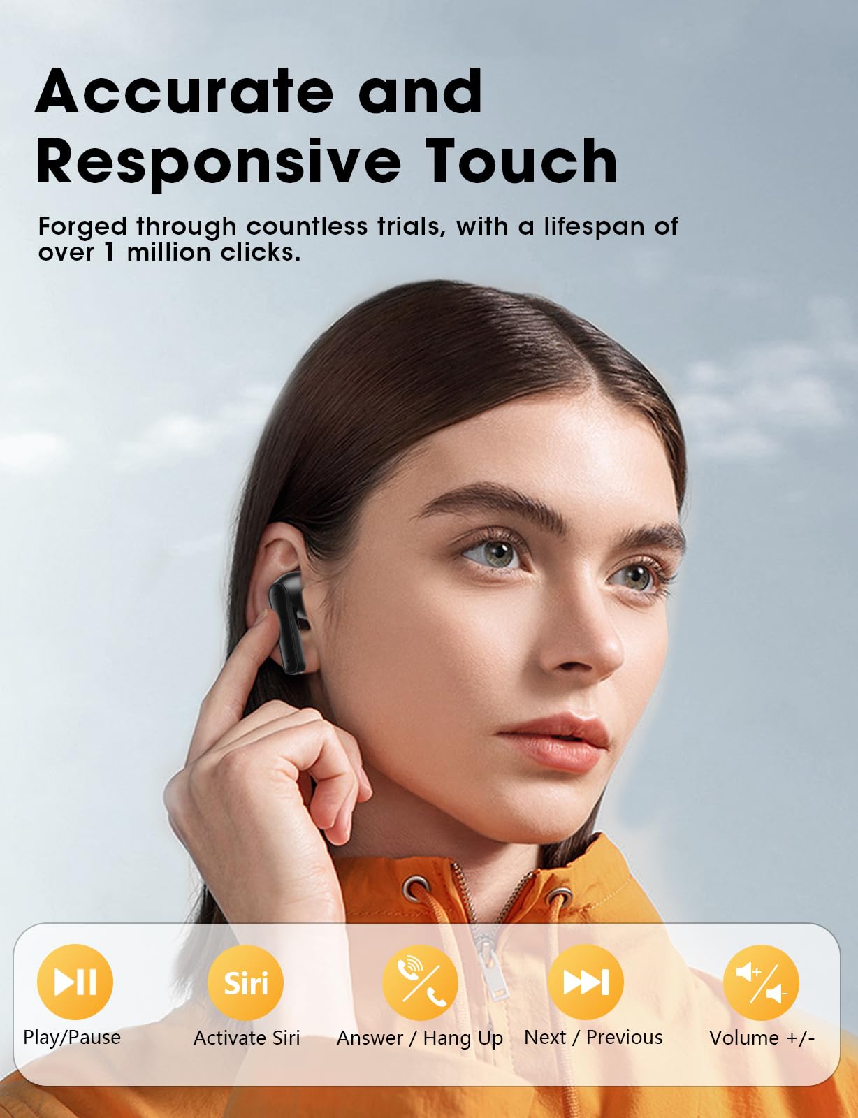 Wireless Earbuds, Bluetooth Ear Buds with Big Bass Stereo Sound, 48 Hours Playtime, Lightweight in-Ear Fit Earphones, IPX7, Hands-Free Calls with AI for iPhone, Android, Pad, Sports, Workout White