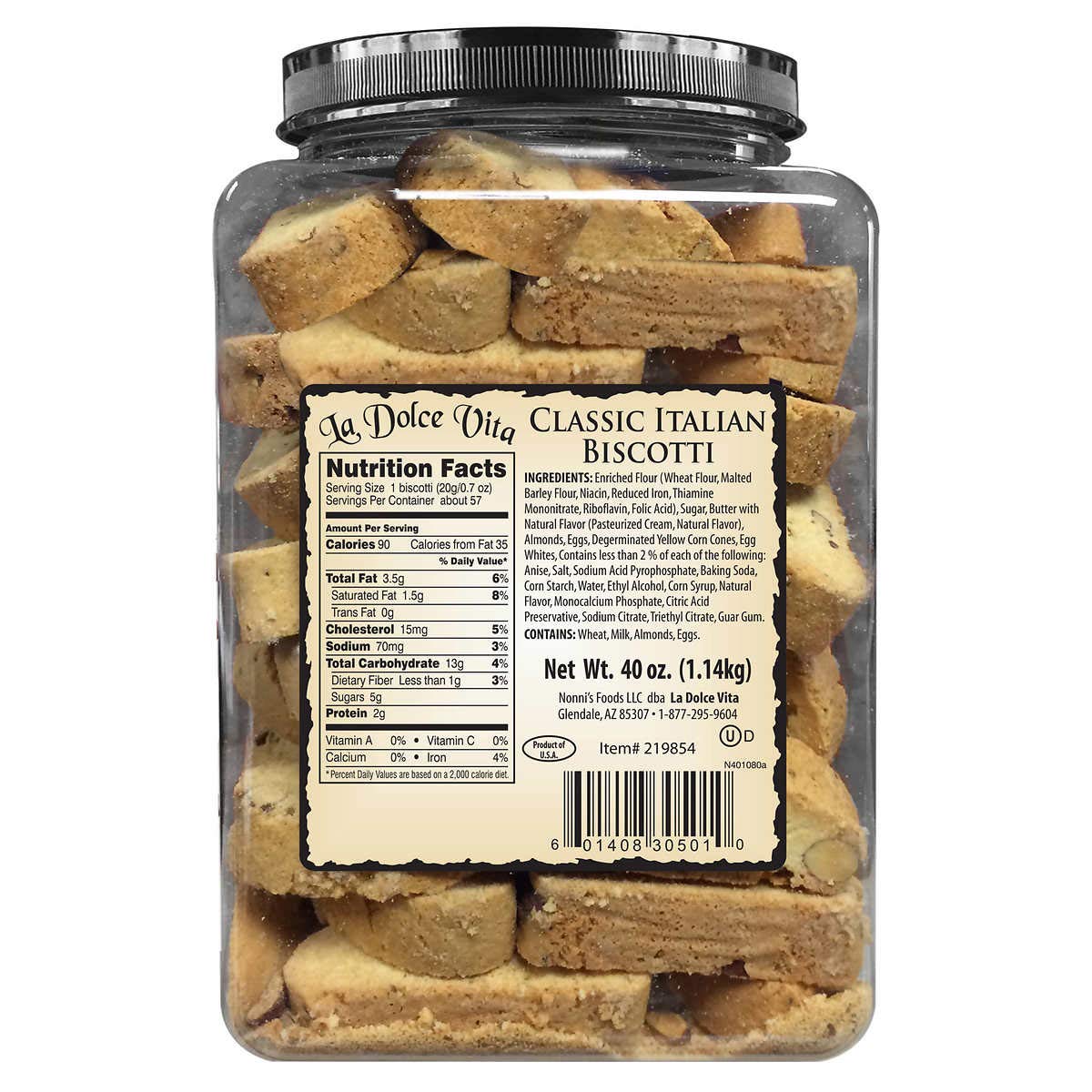 La Dolce Vita Classic Italian Biscotti, 40 oz (2 Pack)