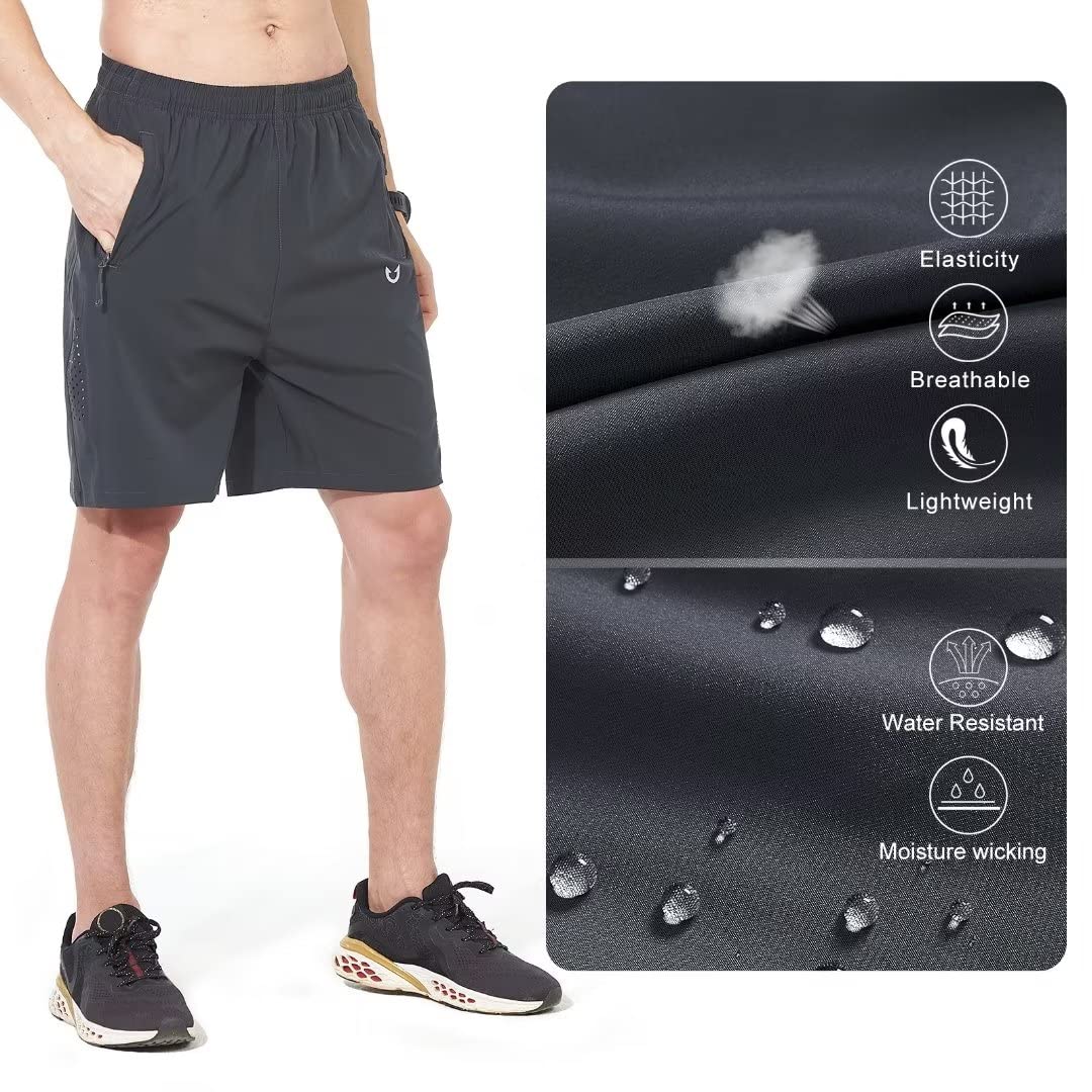 NORTHYARD Men's Athletic Hiking Shorts Quick Dry Workout Shorts 7"/ 9"/ 5" Lightweight Sports Gym Running Shorts Basketball Exercise DARKGREY L