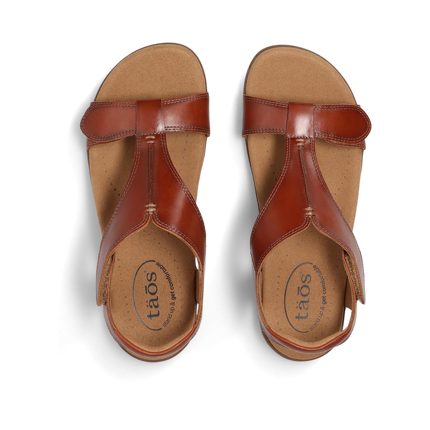 Taos The Show Premium Leather Women's Sandal - Experience Everyday Style, Comfort, Arch Support, Cooling Gel Padding and an Adjustable Fit for Exceptional Walking Comfort Cognac 10 (M) US