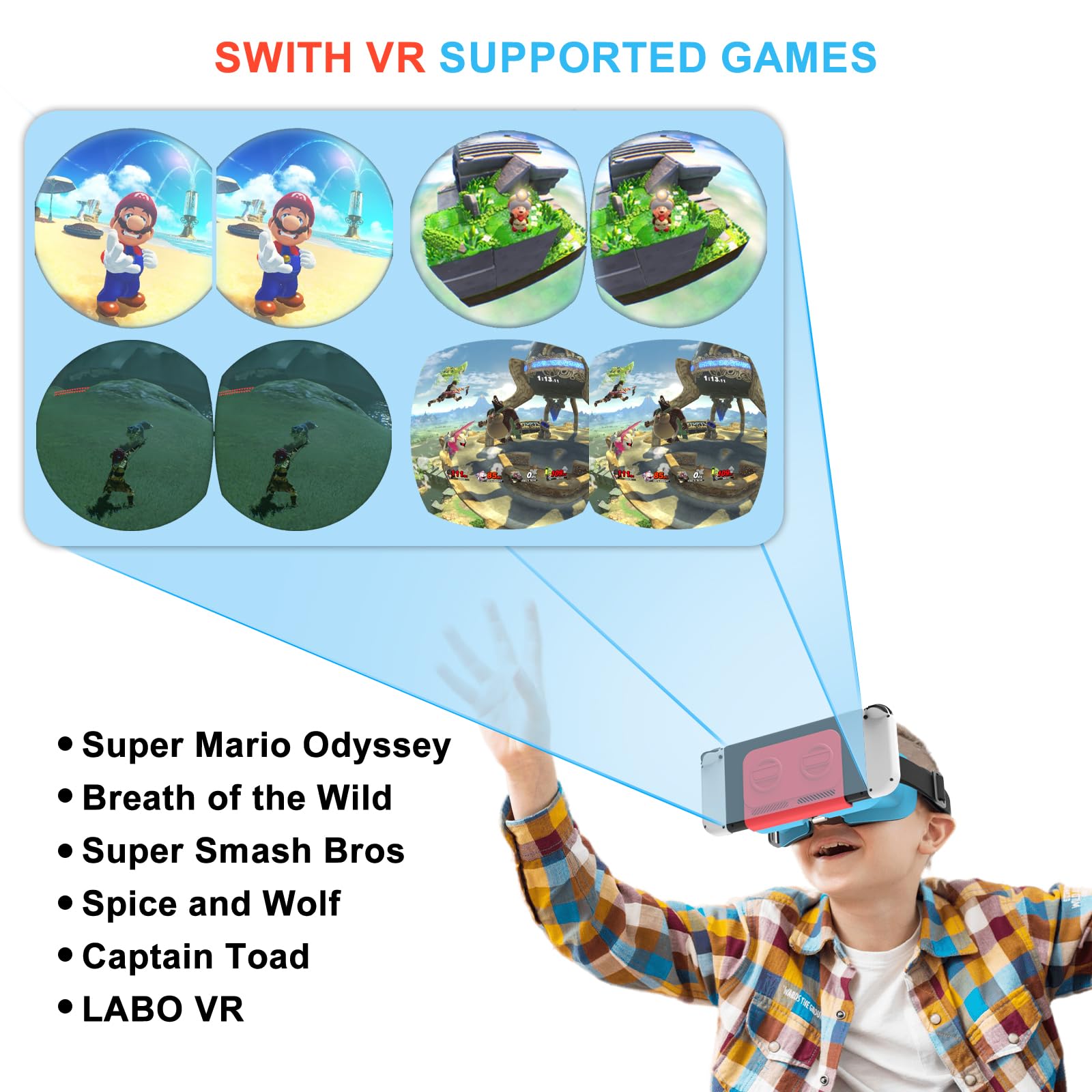WinDrogon VR Headset, Designed for Nintendo Switch & Switch OLED Accessories for Switch VR Games, Labo VR and YouTube VR, VR Glasses with Adjustable Pupil Distance and Adjustable Switch Goggles Strapβ¦