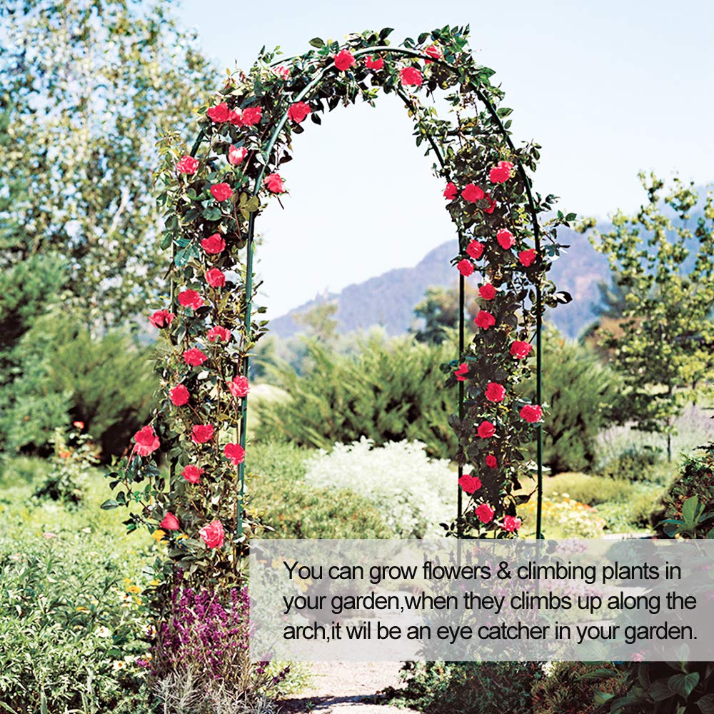 Metal Pergola Arbor,7.5 Feet Wide x 6.4 Feet High or 4.6 Feet Wide x7.9 Feet High,Assemble Freely 2 Sizes,for Various Climbing Plant Wedding Garden Arch Bridal Party Decoration Wide Arbor