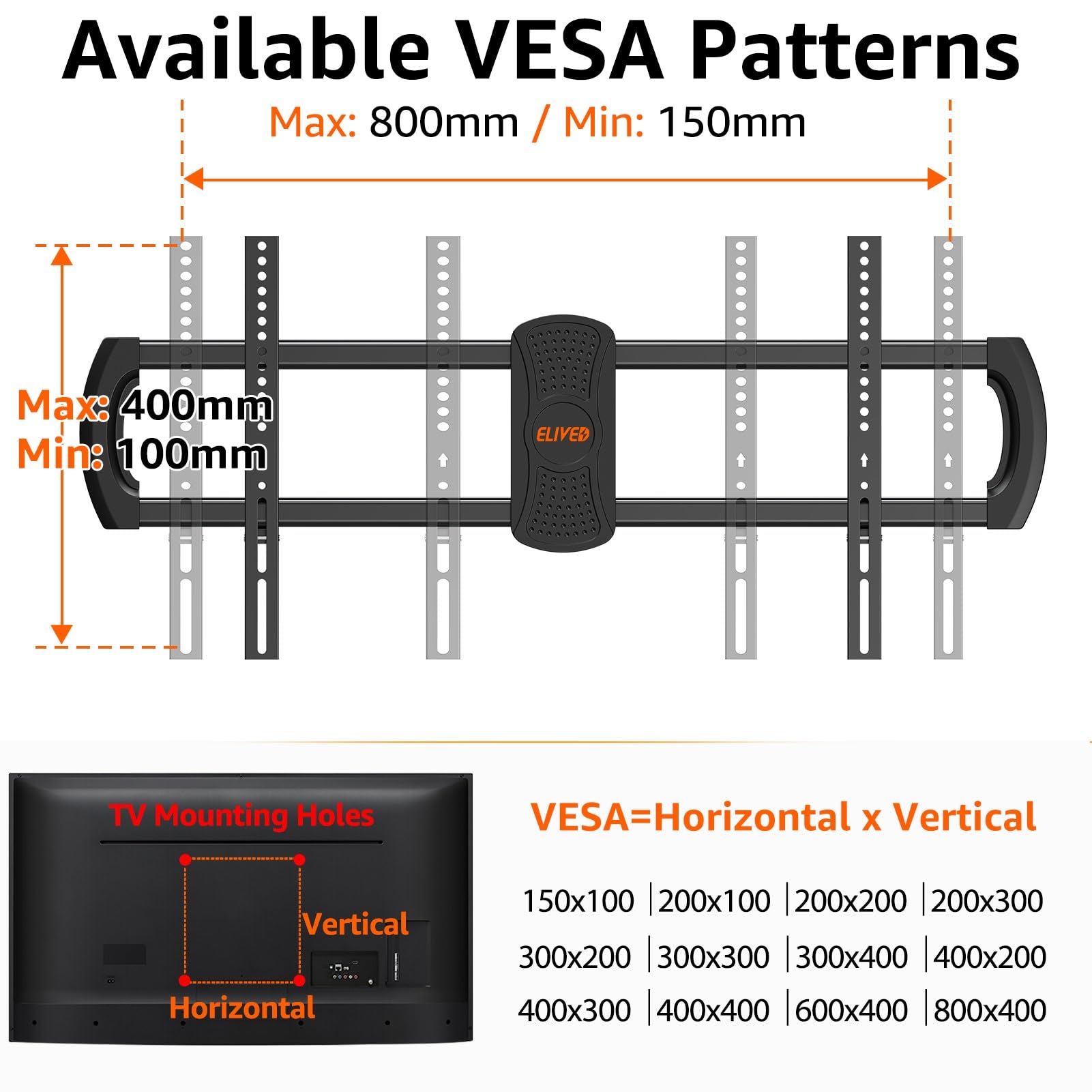 ELIVED Heavy Duty TV Wall Mount for Most 42"-90" TV Up to 154 LBS, Max VESA 800x400mm, Preassembled Wall Mount Bracket, Full Motion Swivel tv Mount Fits 24"/18"/16" Wood Studs, YD3028