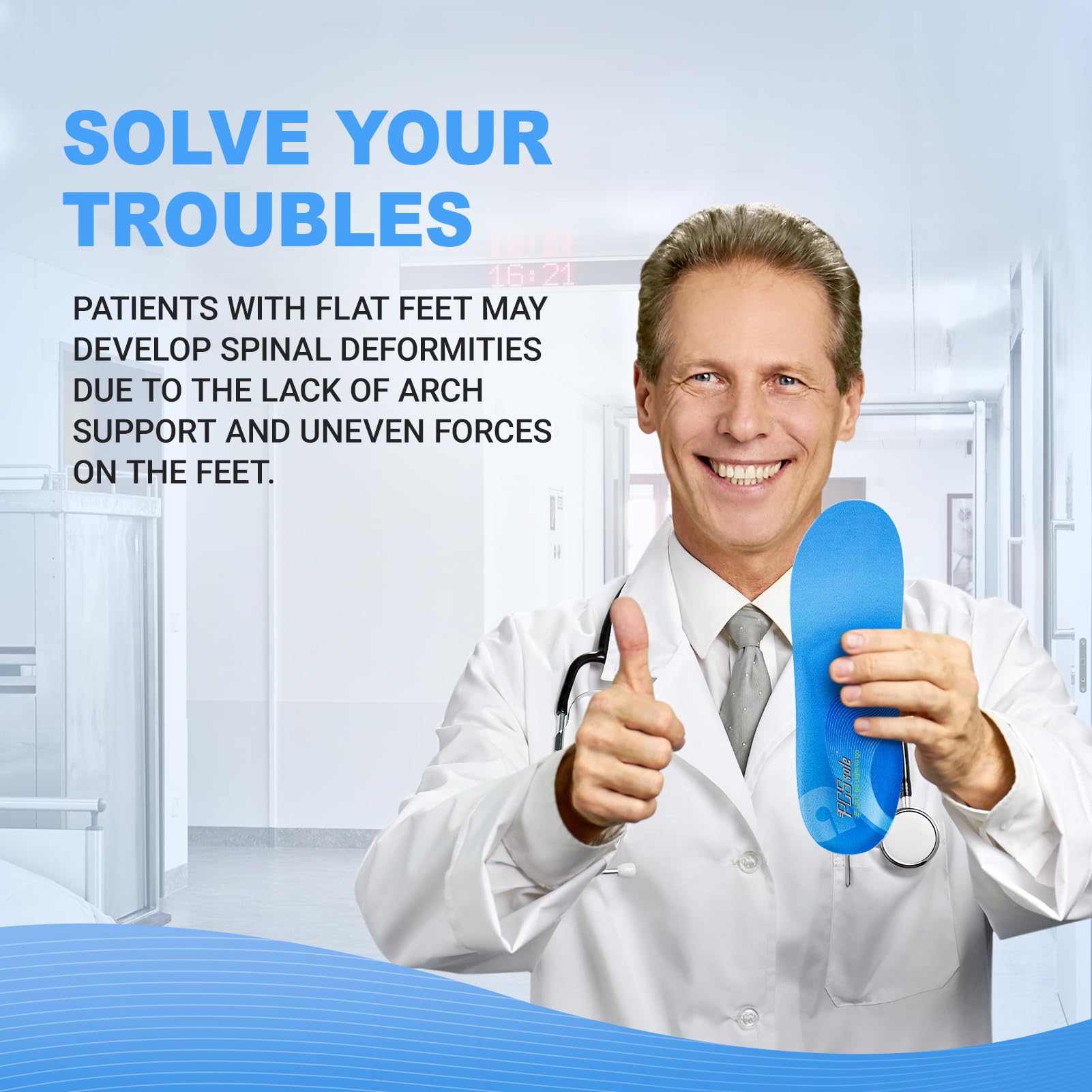 PCSsole Foot Pain Relief Orthotics Insoles,High Arch Support Shoe Inserts for Flat Feet,Plantar Fasciitis,Heel Pain,Metatarsalgia,Over Pronation for Men and Women 29.5cm