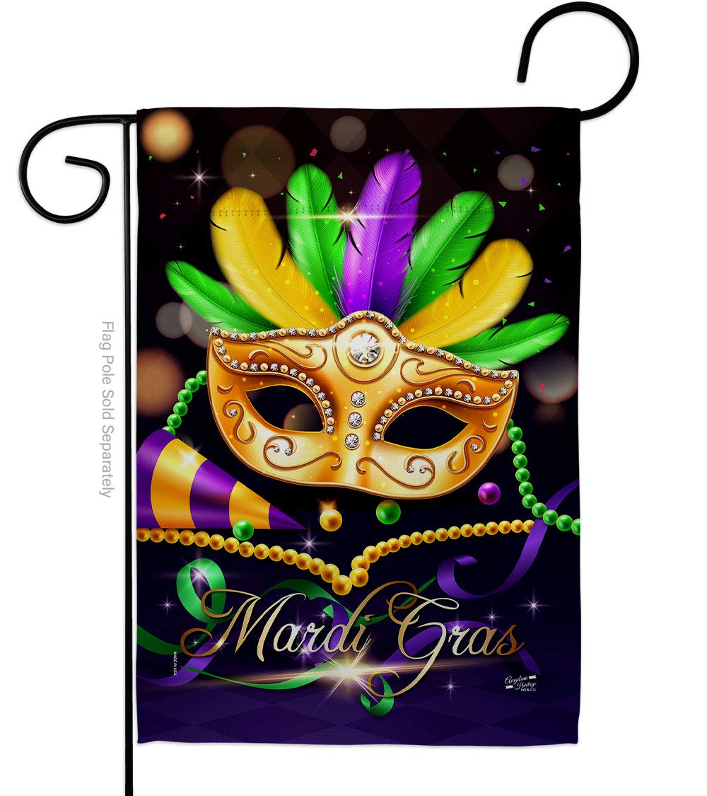 Angeleno Heritage Mardi Gras Party Garden Flag Spring Carnival Festival Masquerade Celebration Season Holiday French House Decoration Banner Small Yard Gift Double-Sided, Made in USA