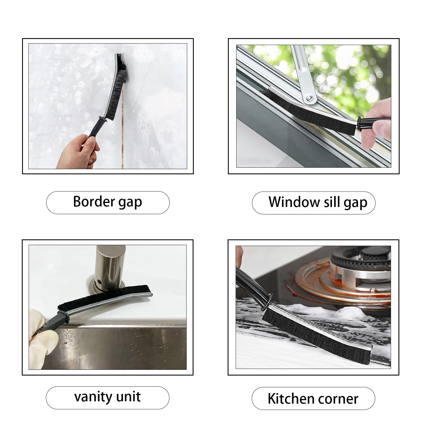 6 Pcs Hard Bristle Crevice Cleaning Brush, Multifunctional Gap Cleaning Brush Tool for Small Spaces Cleaning, Scrub Brush Suitable for Kitchen, Bathroom Faucets, Windows, Tiles