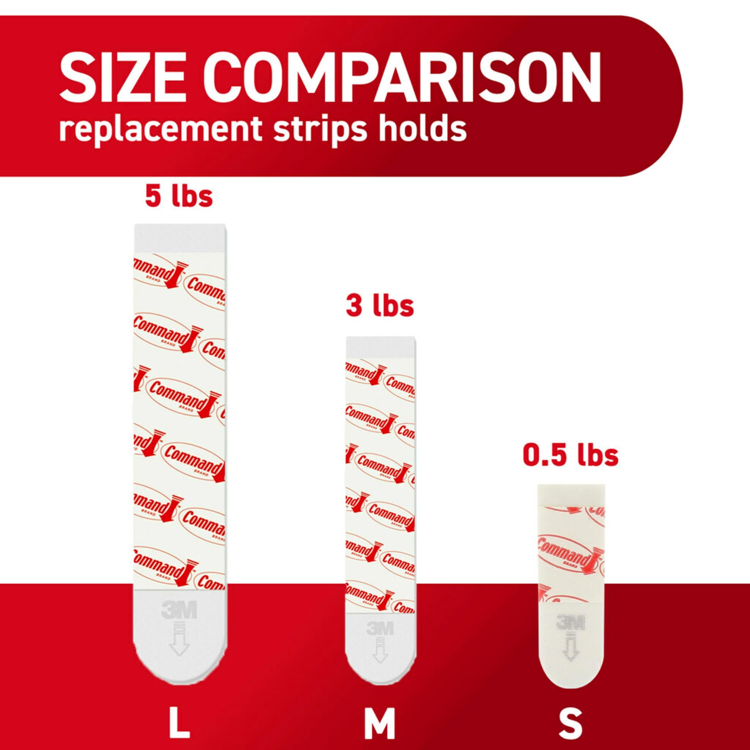 Command Replacement Adhesive Strips – 8 Small, 4 Medium, 4 Large, Damage-Free Hanging for Hooks and Clips, 16-Count