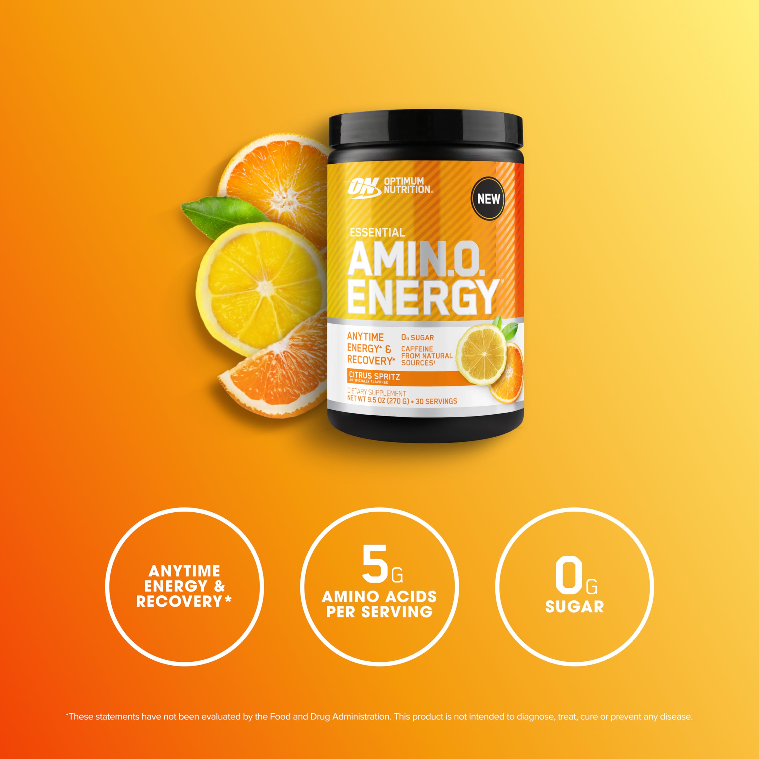Optimum Nutrition New Flavor Amino Energy - Pre Workout with Green Tea, BCAA, Amino Acids, Keto Friendly, Green Coffee Extract, Energy Powder - Citrus Spritz, 30 Servings (Packaging May Vary)