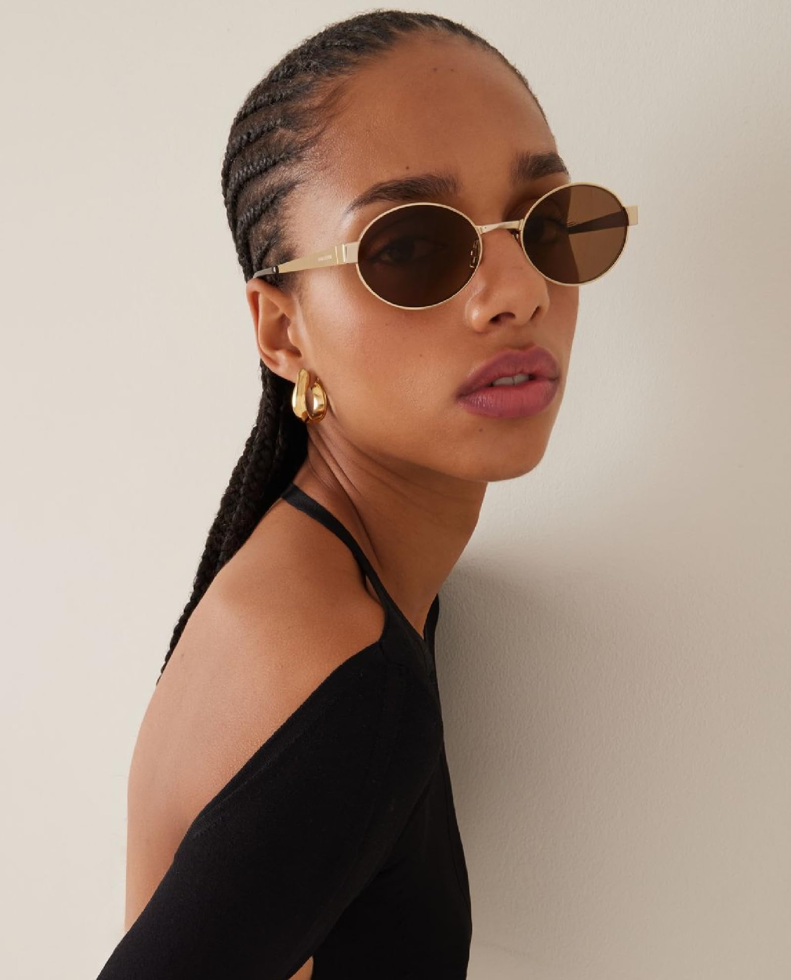 hnbliv Retro Oval Sunglasses for Women Men Shade UV400 Protection Trendy Glod Frame