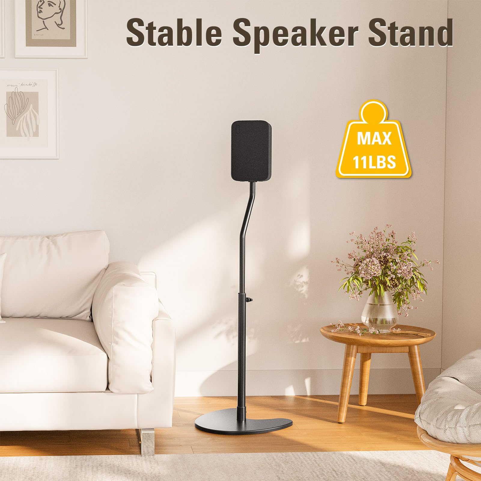 Mounting Dream Height Adjustable Speaker Stands Mounts, One Pair Floor Stands, Heavy Duty Base Extendable Tube, 11 LBS Capacity Per Stand, MAX 39" Height Adjustment MD5401 (Speakers Not Included)