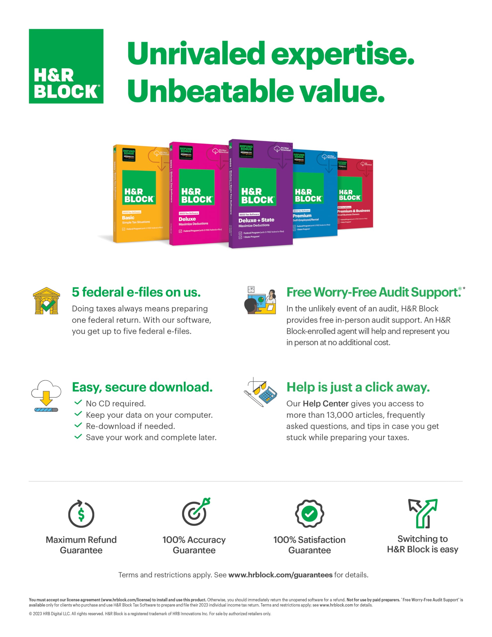 (Old Version) H&R Block Tax Software Deluxe 2023 with Refund Bonus Offer (Amazon Exclusive) (PC/MAC Download)