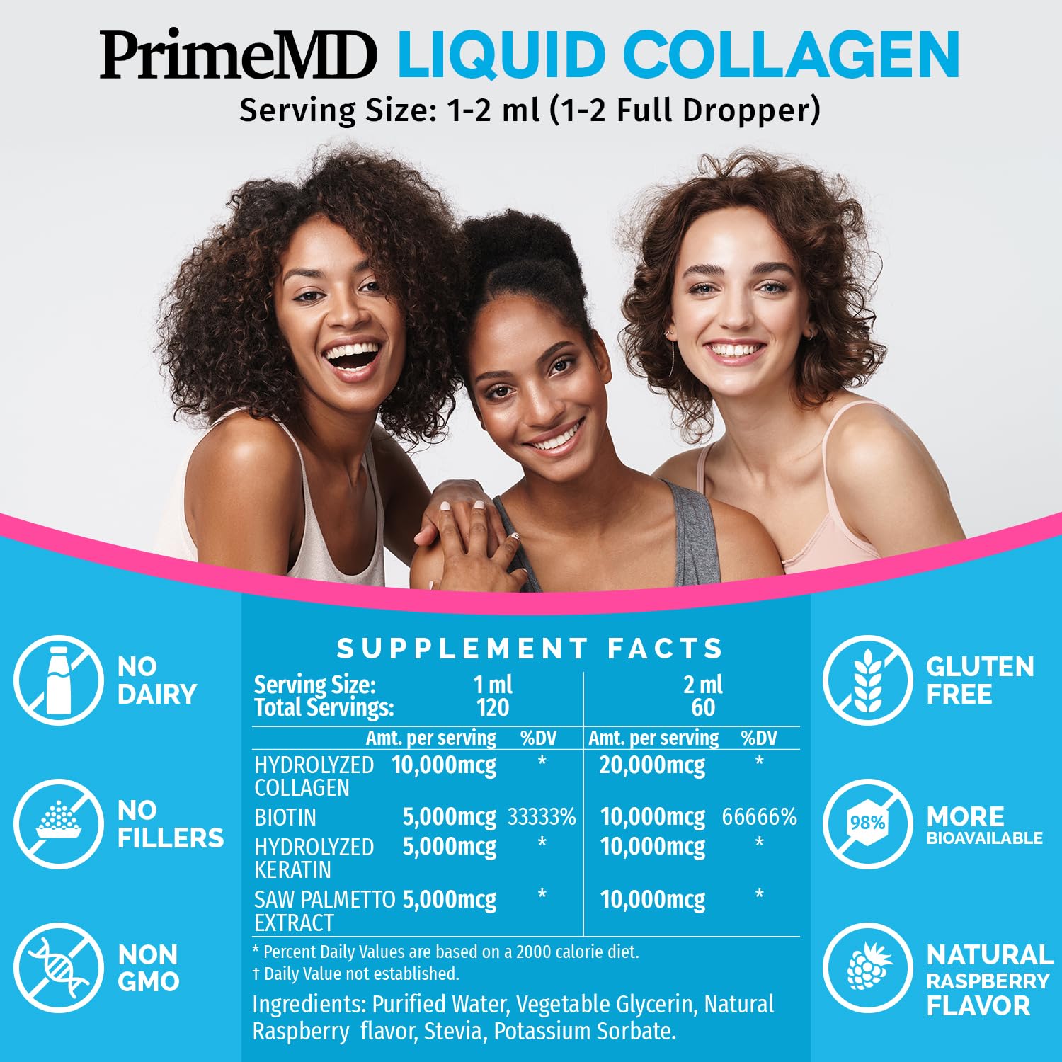 Liquid Collagen Biotin (2pk) and Nitric Oxide (1pk) Supplement Bundle - Potent Vitamins for Hair, Skin, Nails, Heart, Circulatory, and Lipid Support - Non-GMO, Vegan, Gluten-Free