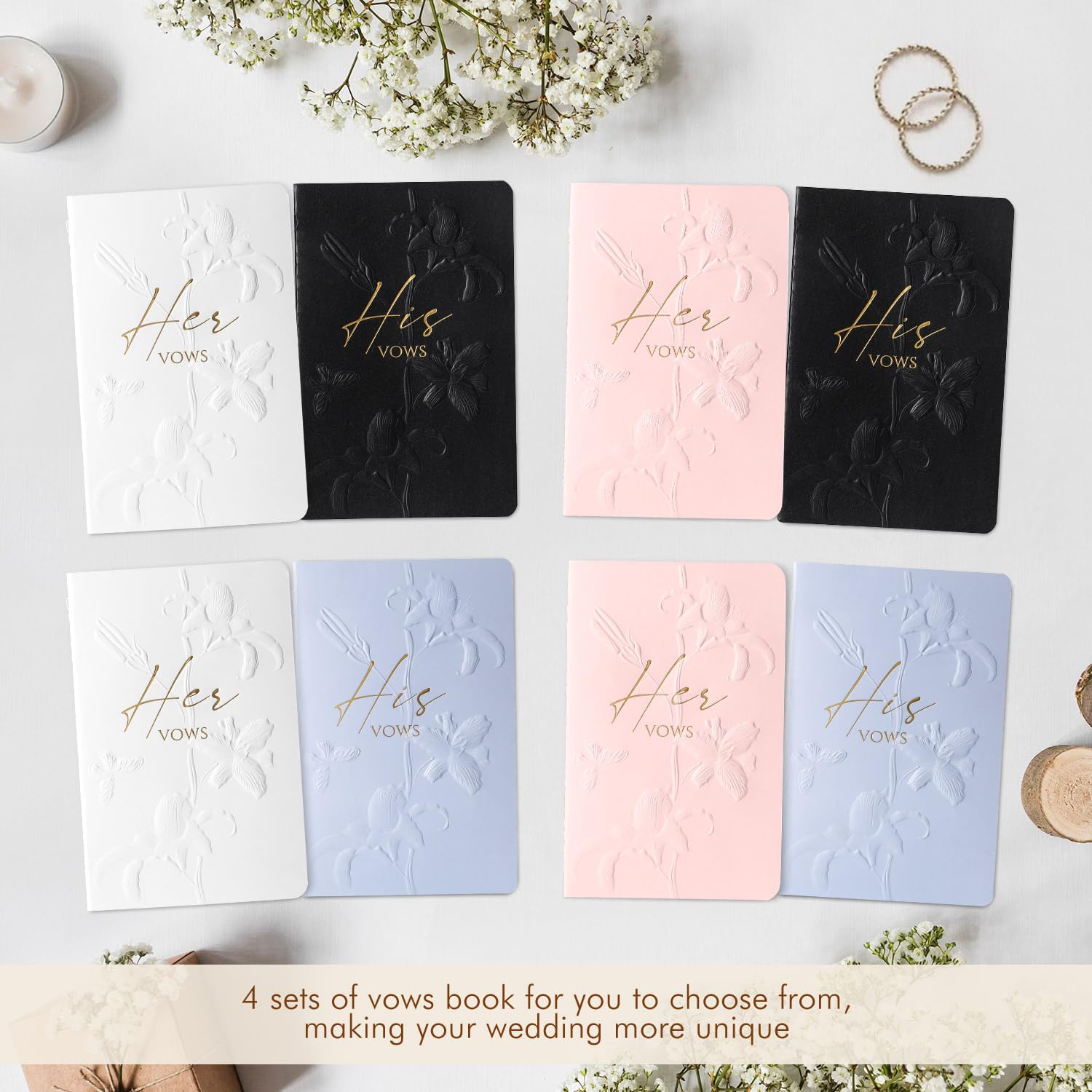 molekaus Vow Books,for Wedding Vow Books Wedding Gift for Bride and Groom Vows Book his and Hers with 28 Pages-5.5 * 3.5 in Wedding Notebook with Gilded Font Set of 2 (White and Black)