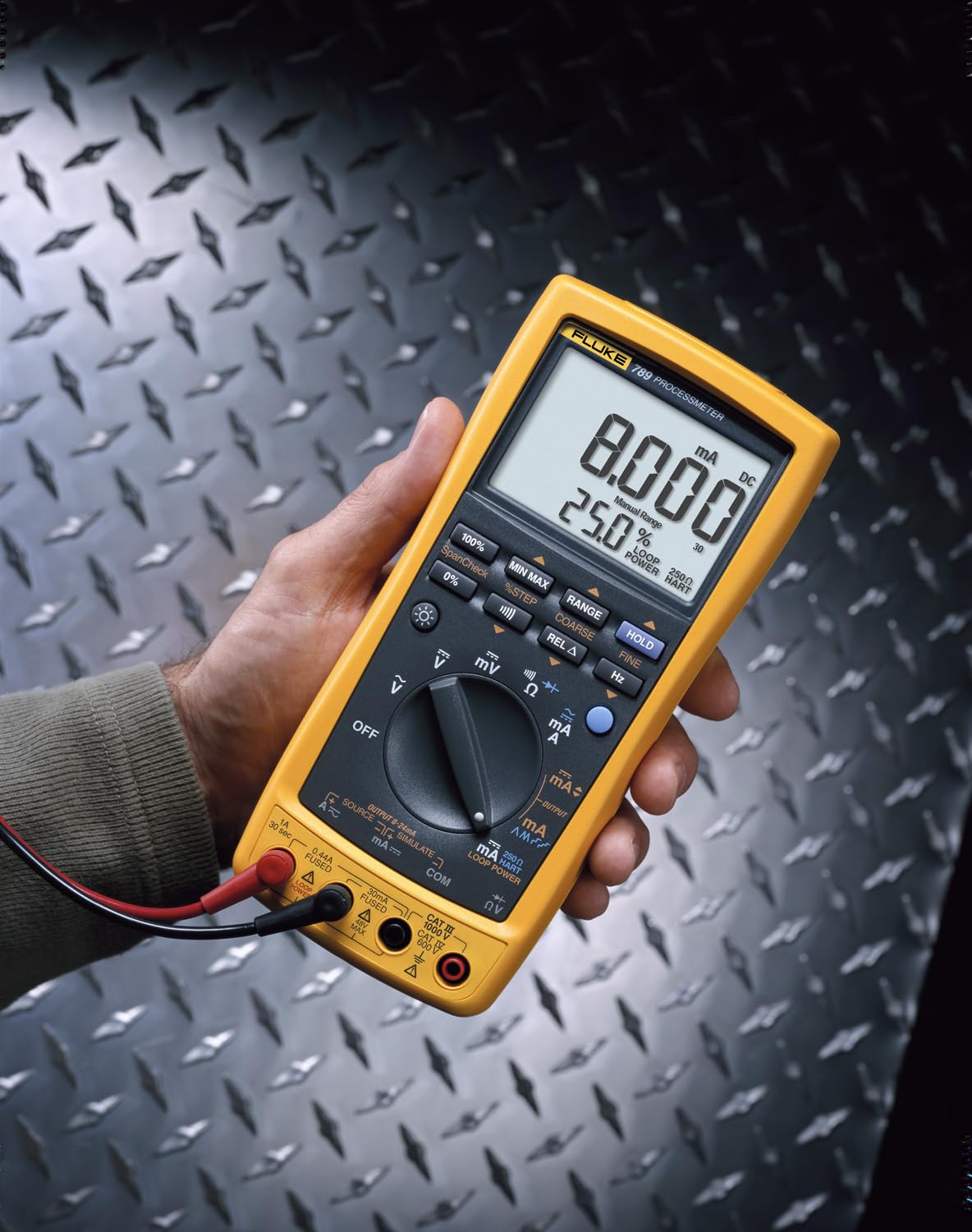 Fluke 789 ProcessMeter, Includes Standard DMM Capabilities, Measure, Source, Simulate 4-20 mA signals, and Built-In 24 V Loop Supply