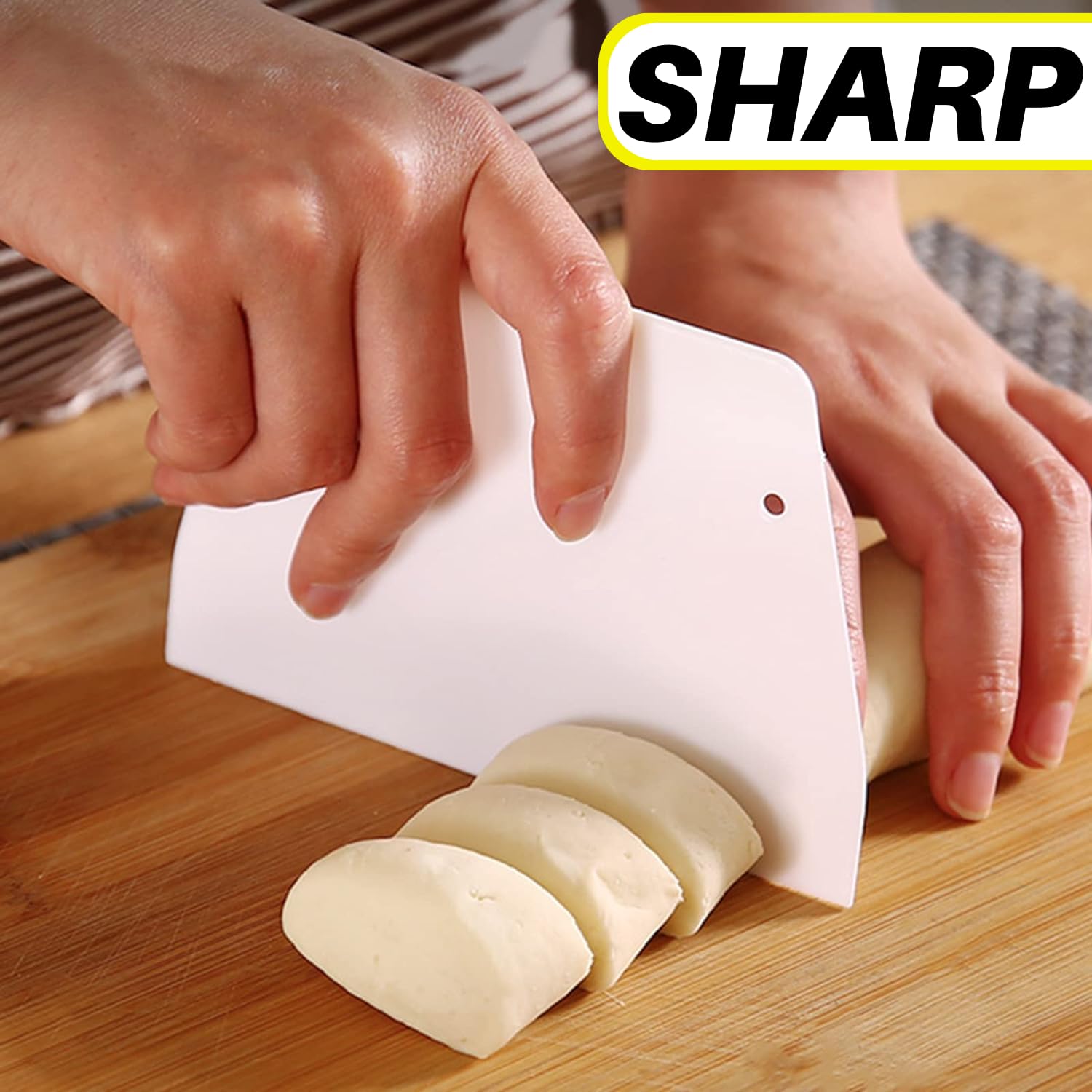 Dough Scraper Bench Scraper HARD - SURDOCA BPA Free PP Plastic Dough Cutter, Sharp Edge & Angles Dough Divider. Non-Slip Kitchen Baking Spatula Scraper, Cooking Lovers' Gift, Color: Blue+Green+White