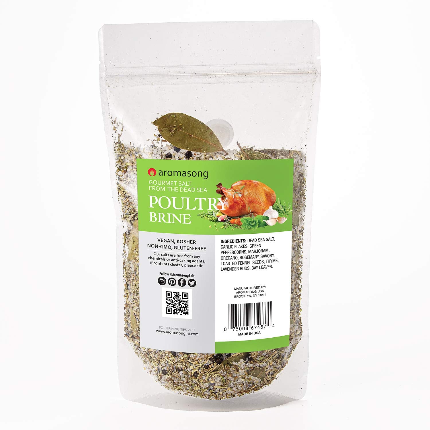 Aromasong Turkey Brine, HERBS DE PROVENCE with HOT & SPICY Combo Set, Bulk 2 Lb. Bags (Total of 4 LBS) For Wet & Dry Brining, 100% Natural, Sea Salt Poultry Seasoning, Roasting, Grilling, & Smoking.