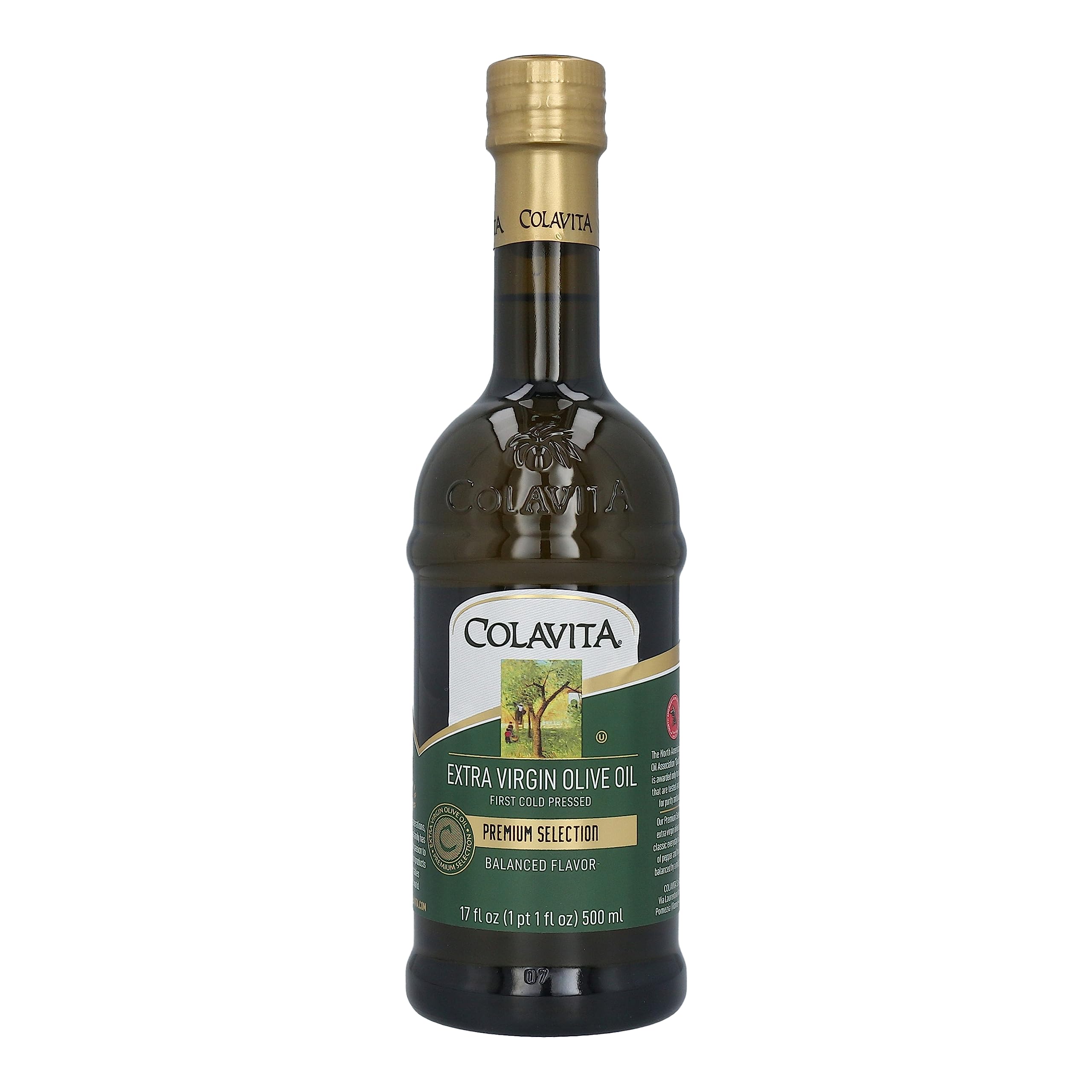 Extra Virgin Olive Oil - Colavita - Premium Selection - First Cold Pressed EVOO - 17oz Glass Bottle